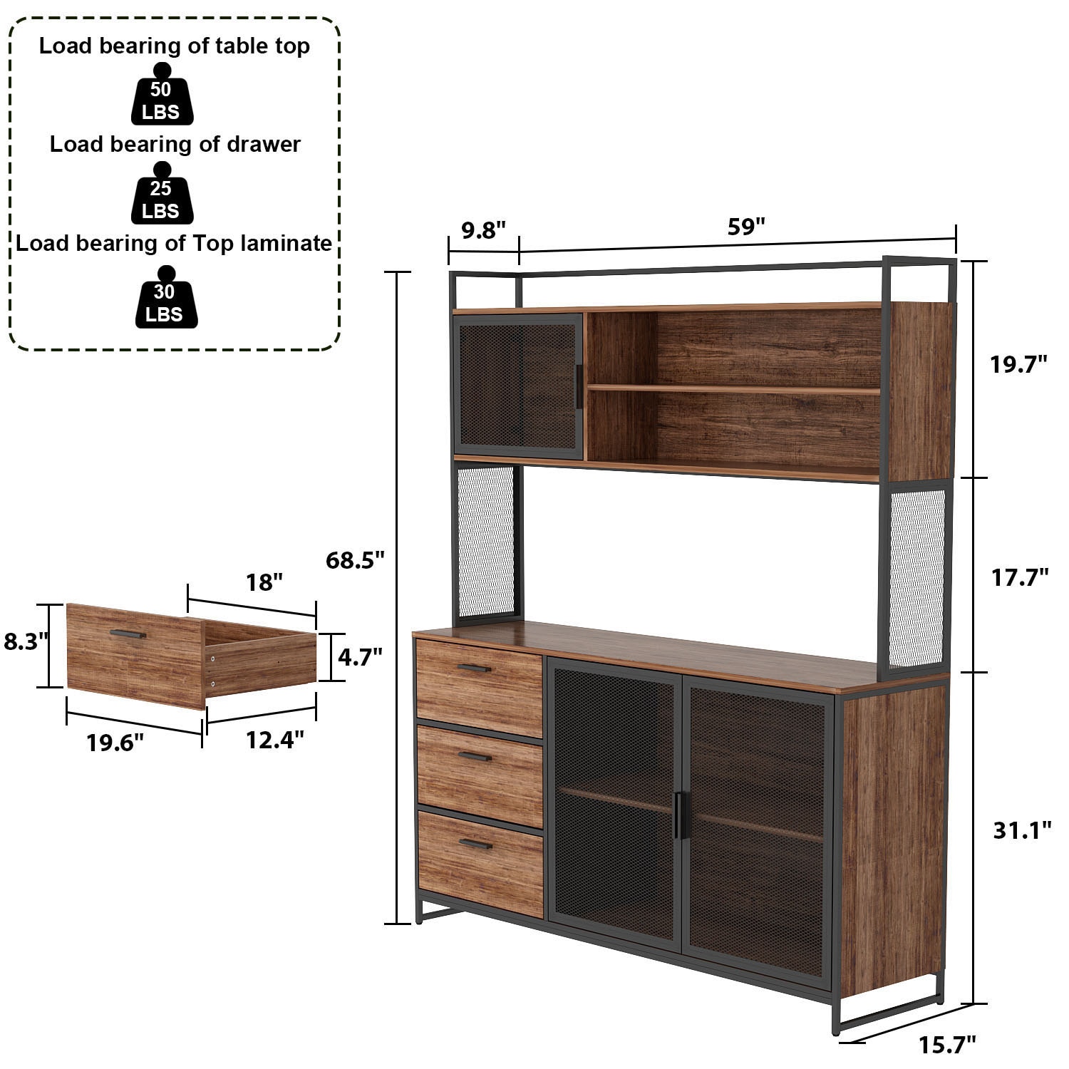 76-0027 48'' Single Side Wood Bread Rack