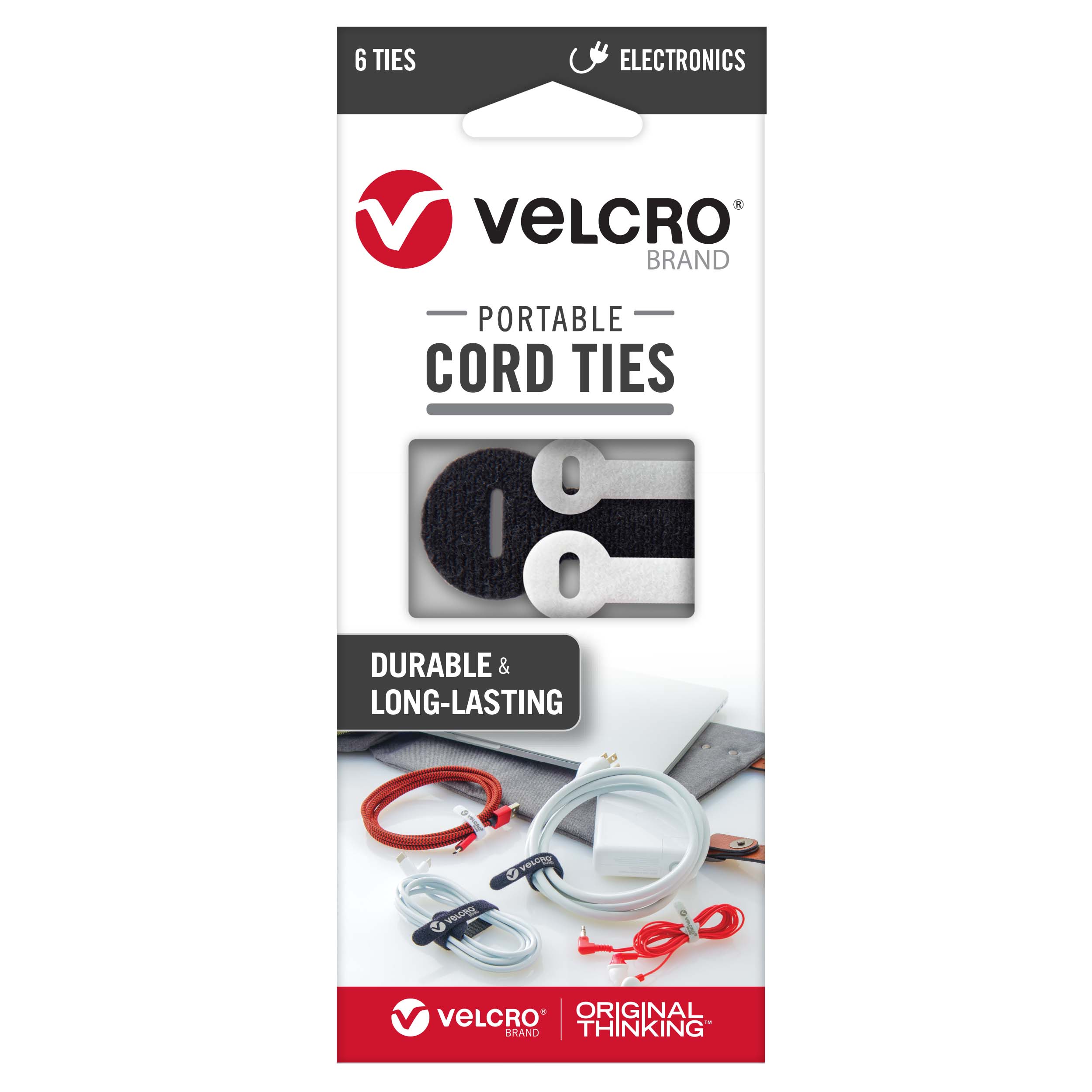 VELCRO 6 in. x 4 in. 1 ct 6/24 Sleek and Thin Stick On Tape Black