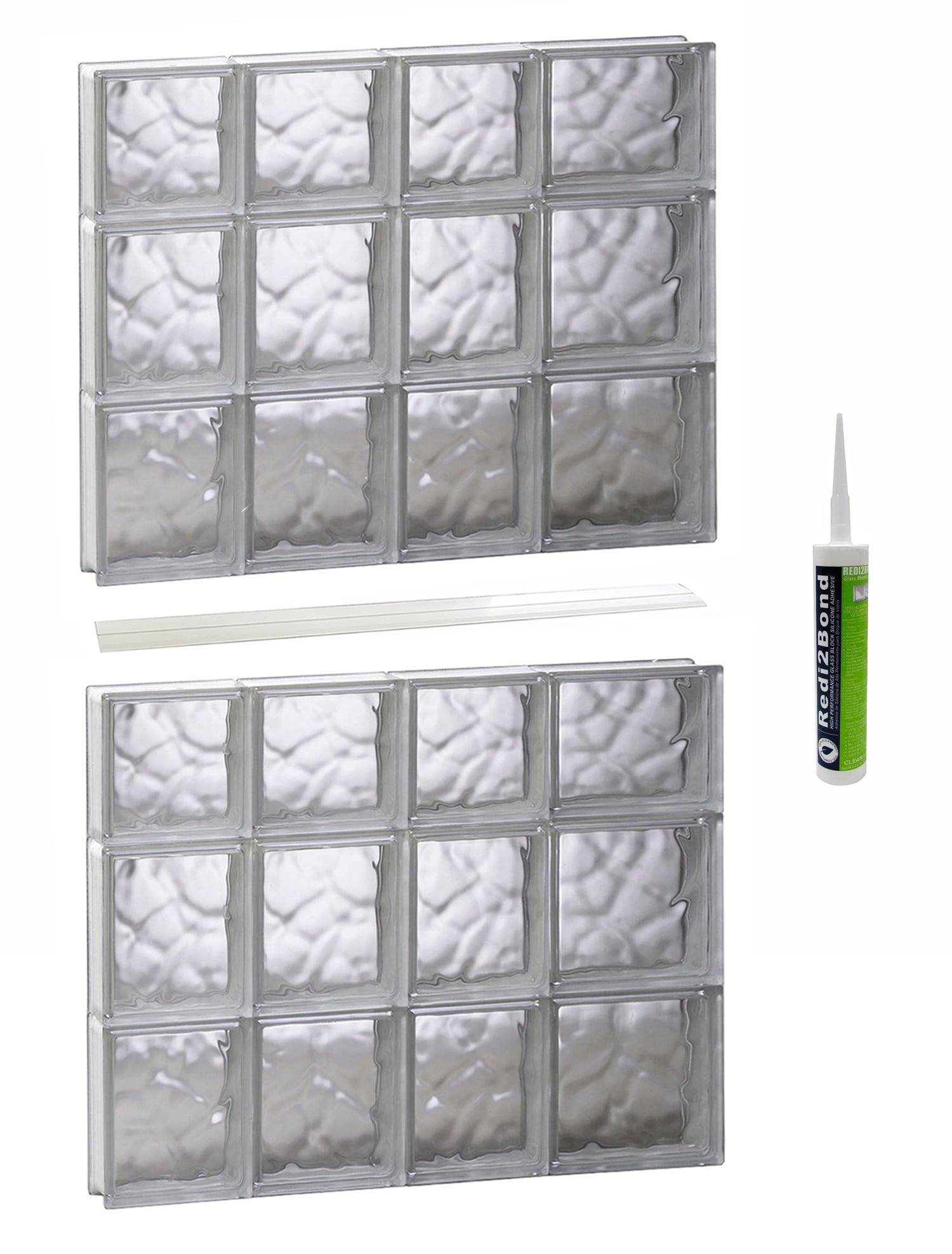 REDI2SET S2644DC Wavy Glass 25-in x 42-1/2-in Frameless Replacement Glass Block Window