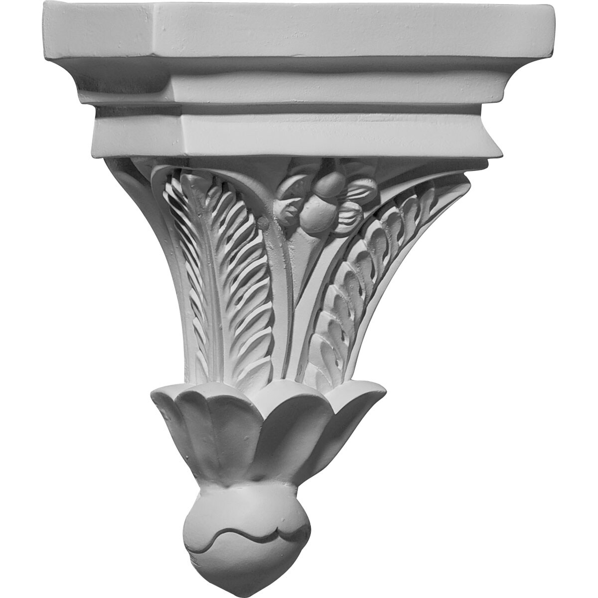 Ekena Millwork COR07X03X09FL 7-in x 3.5-in x 9-in Floral Primed White Urethane Paintable Corbel