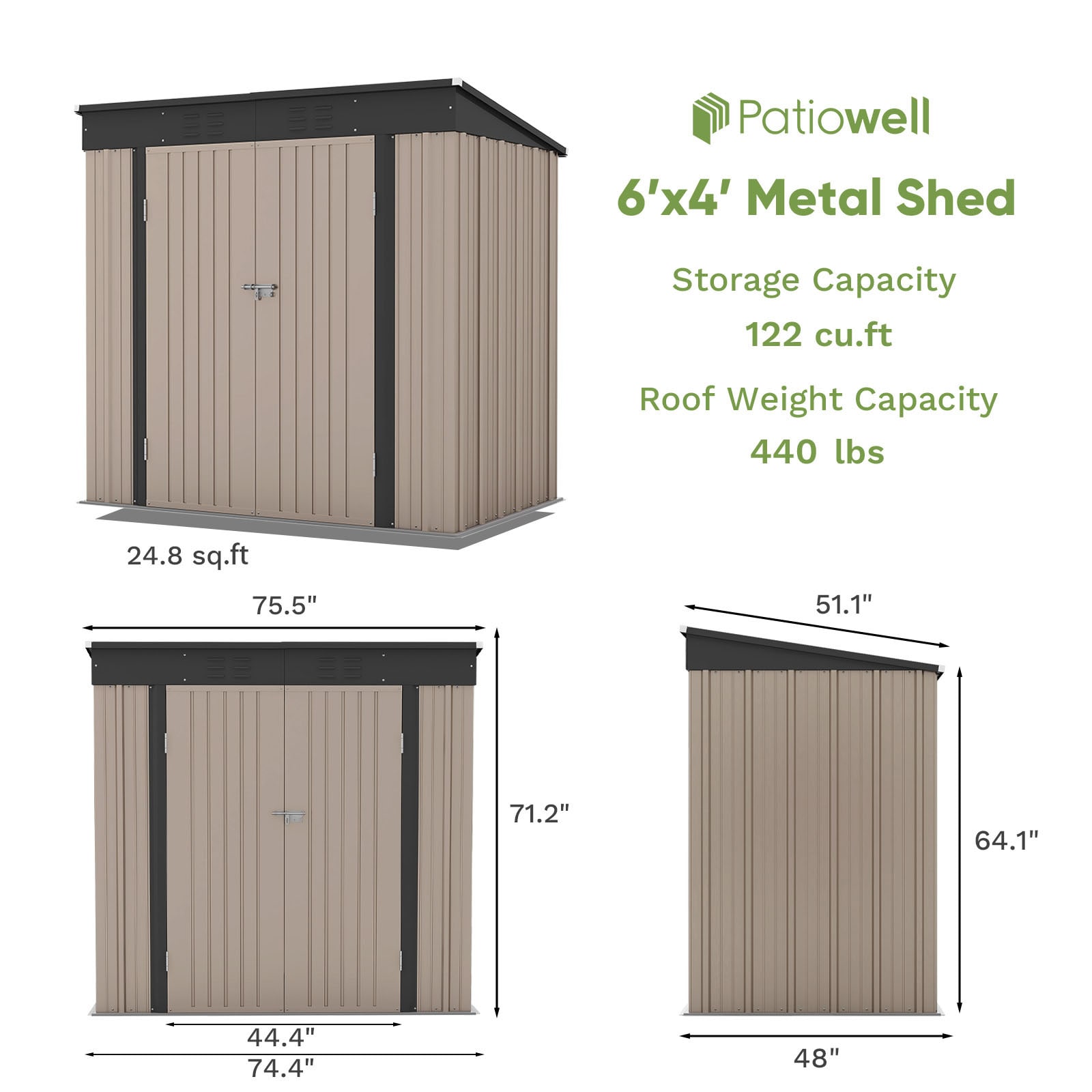 Patiowell Silvery Metal Storage Shed Tool Hanger Rack in the