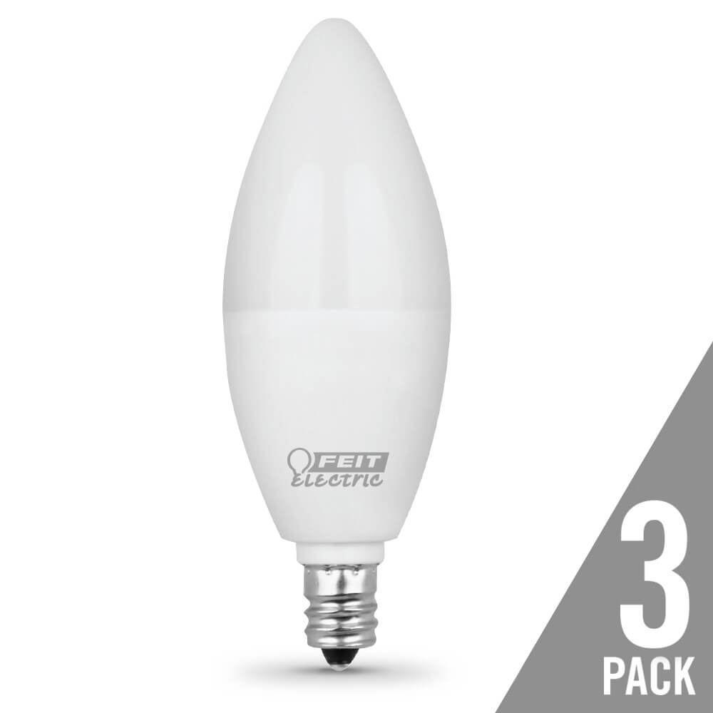 Warm White Frosted LED Candelabra Bulbs, 3-Pack