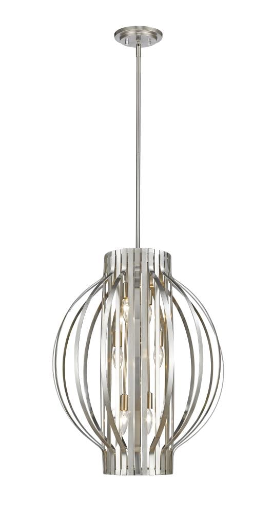 Z-Lite 436-20BN Moundou 6 -Light Brushed Nickel Modern/contemporary Lantern Medium Hanging Pendant light