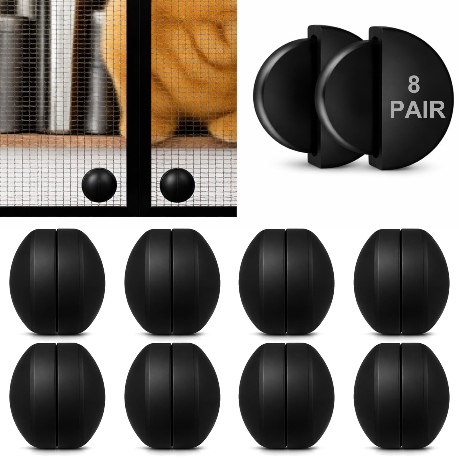 LILILIAN FMY  Magnetic Weights for Screen Doors Heavy Duty Silicone Coated Set of 8 Black 1.6 by 1.2 Inches durable home and