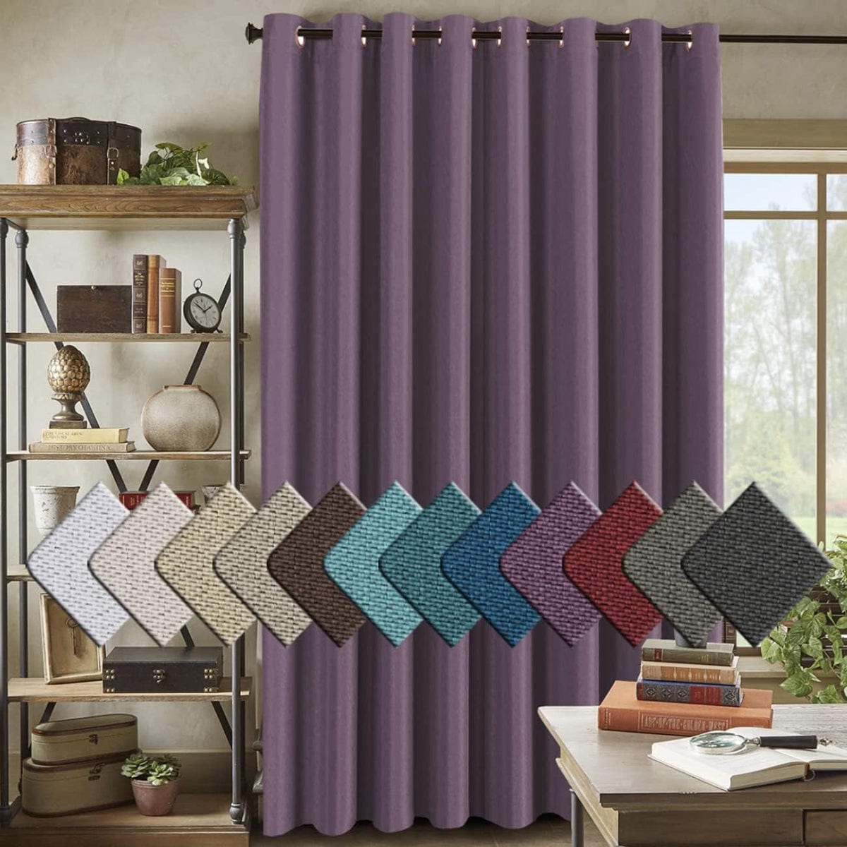 H.Versailtex HVGRLINEN10096C44 Premium Blackout Single Curtain Panel Grommet Top 100W x 96L Mauve