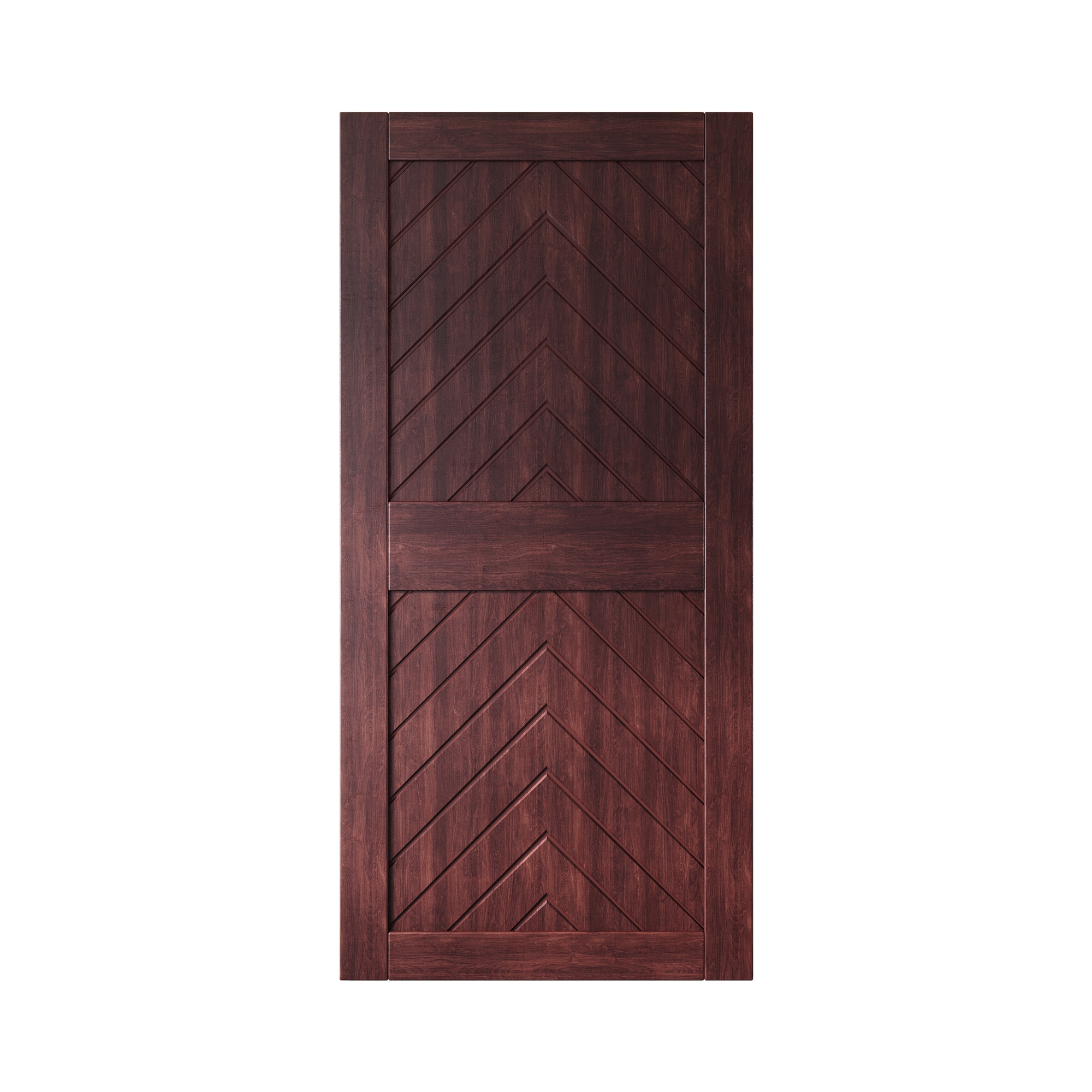 HOMACER JT1-3284-RD 32-in x 84-in Red Mahogany Herringbone Pine Wood Solid core Single Barn Door (Hardware Not Included)