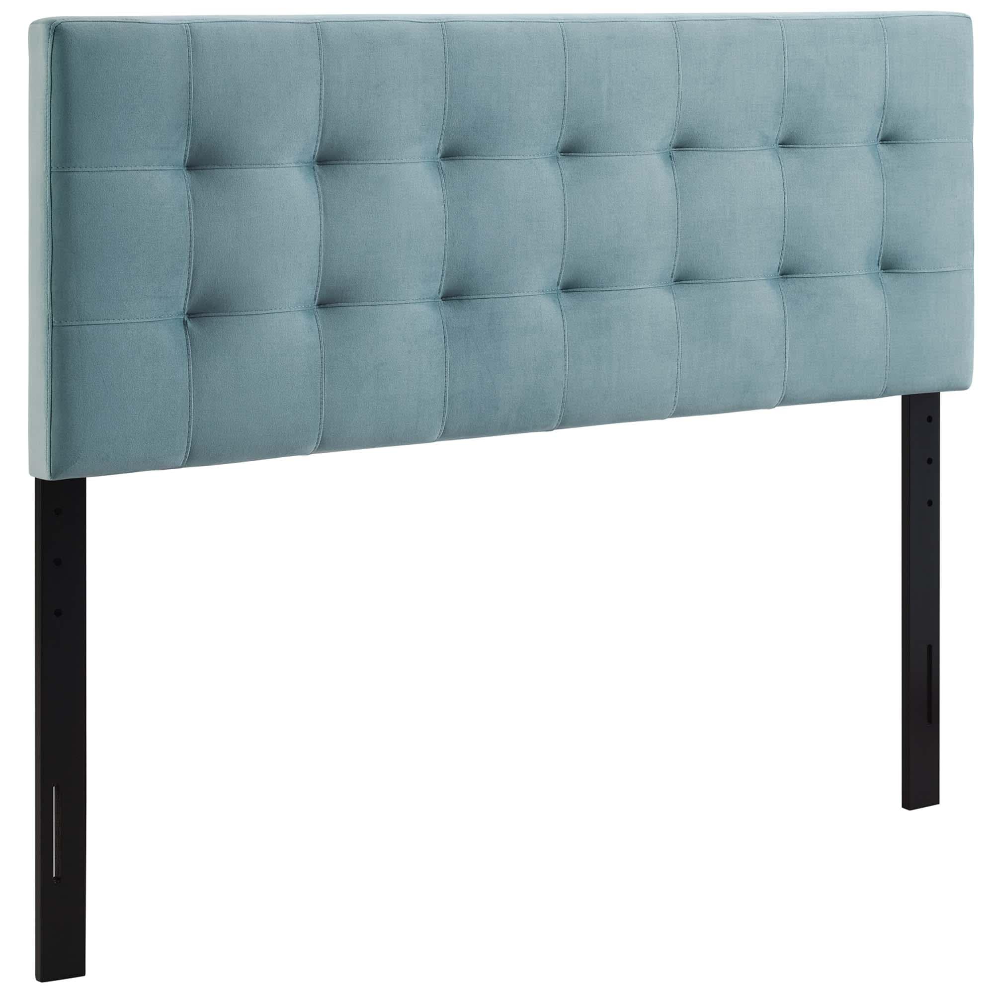  Lily Biscuit Tufted Performance Velvet Queen Headboard in Light Blue