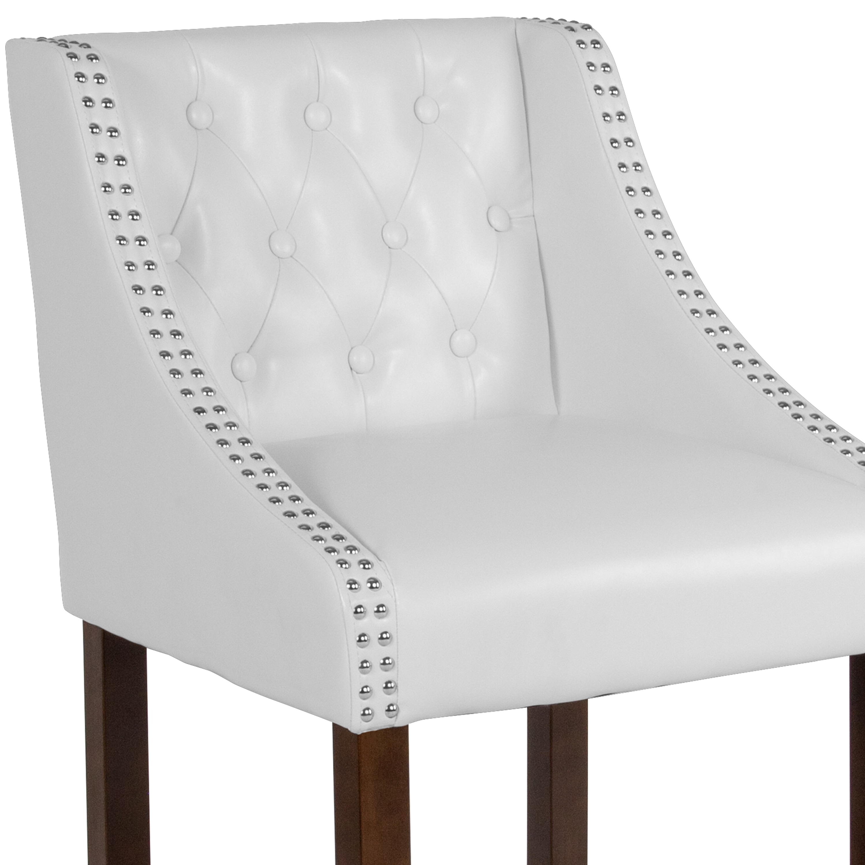 Walnut Wood and White Leather Swivel Saddle Stool, 32"