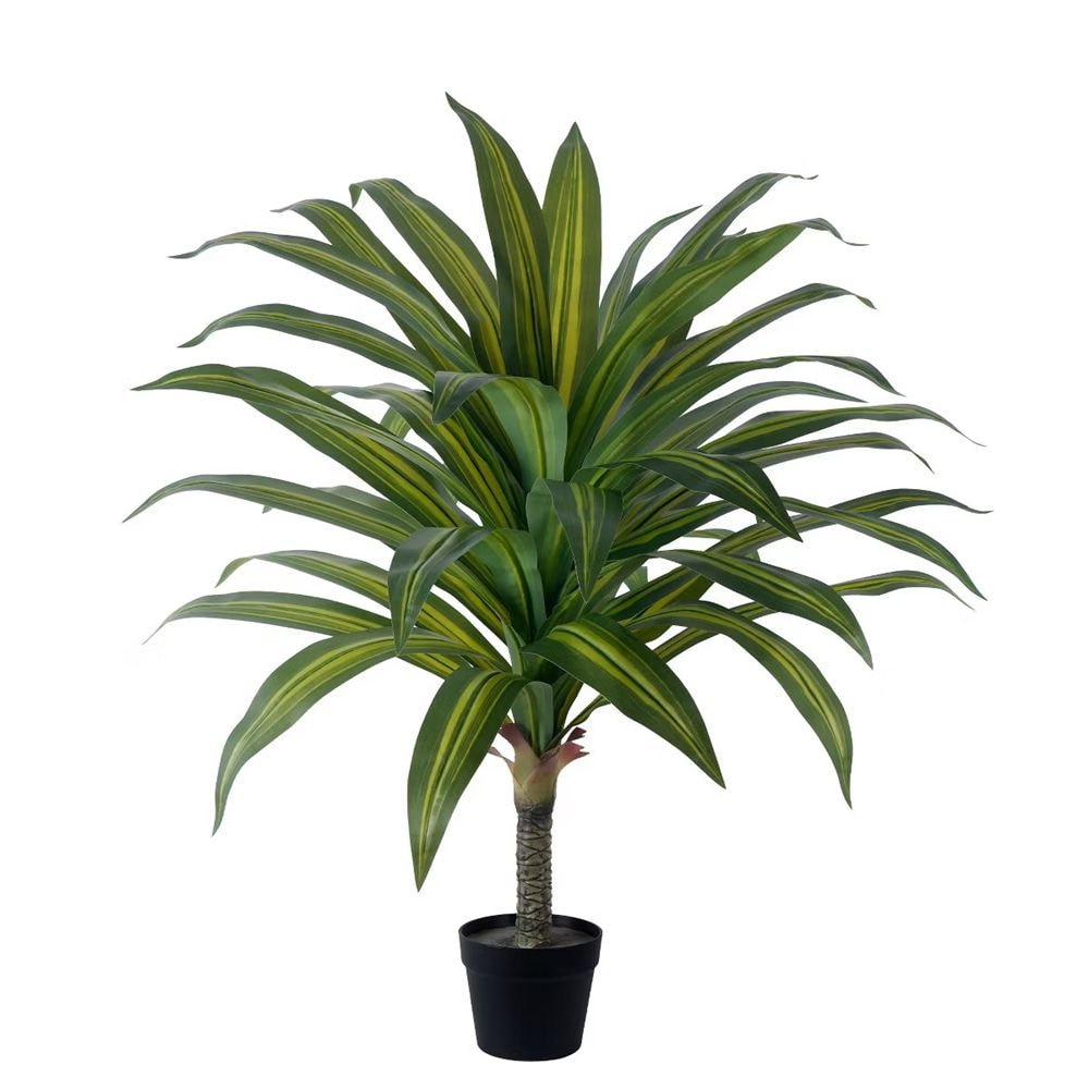 Vitalismo 41-in Green Indoor/Outdoor Floor Dracaena Artificial Plant Potted Realistic Fake Dracaena Plant 40 Lifelike Leaves For Home Office Decor