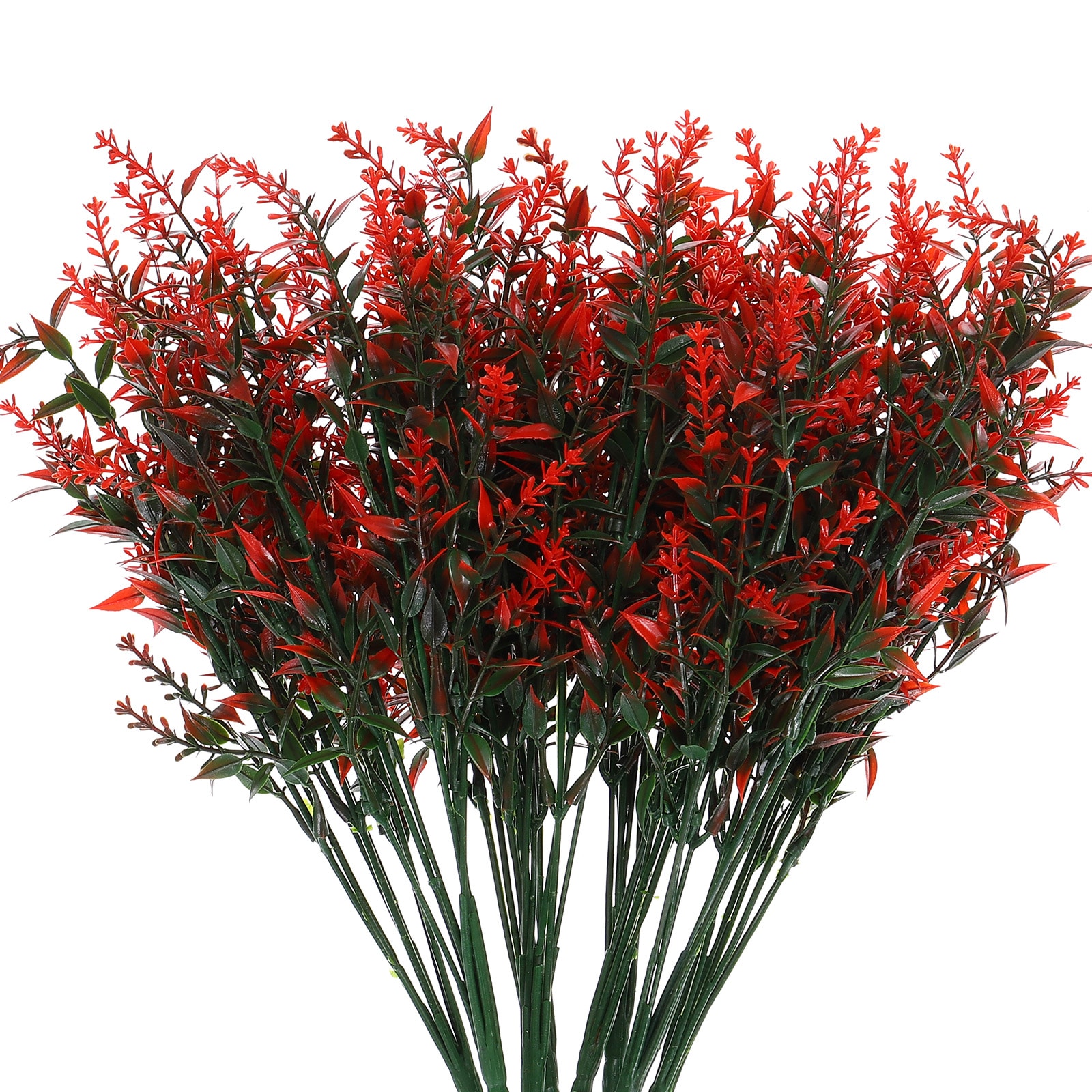 Unique Bargains 20 Bundles Artificial Lavender Flowers Faux Plastic Flowers for Indoor/Outdoor Home Wedding Kitchen Garden Office Porch Decoration 13.78 Inches Dark Red