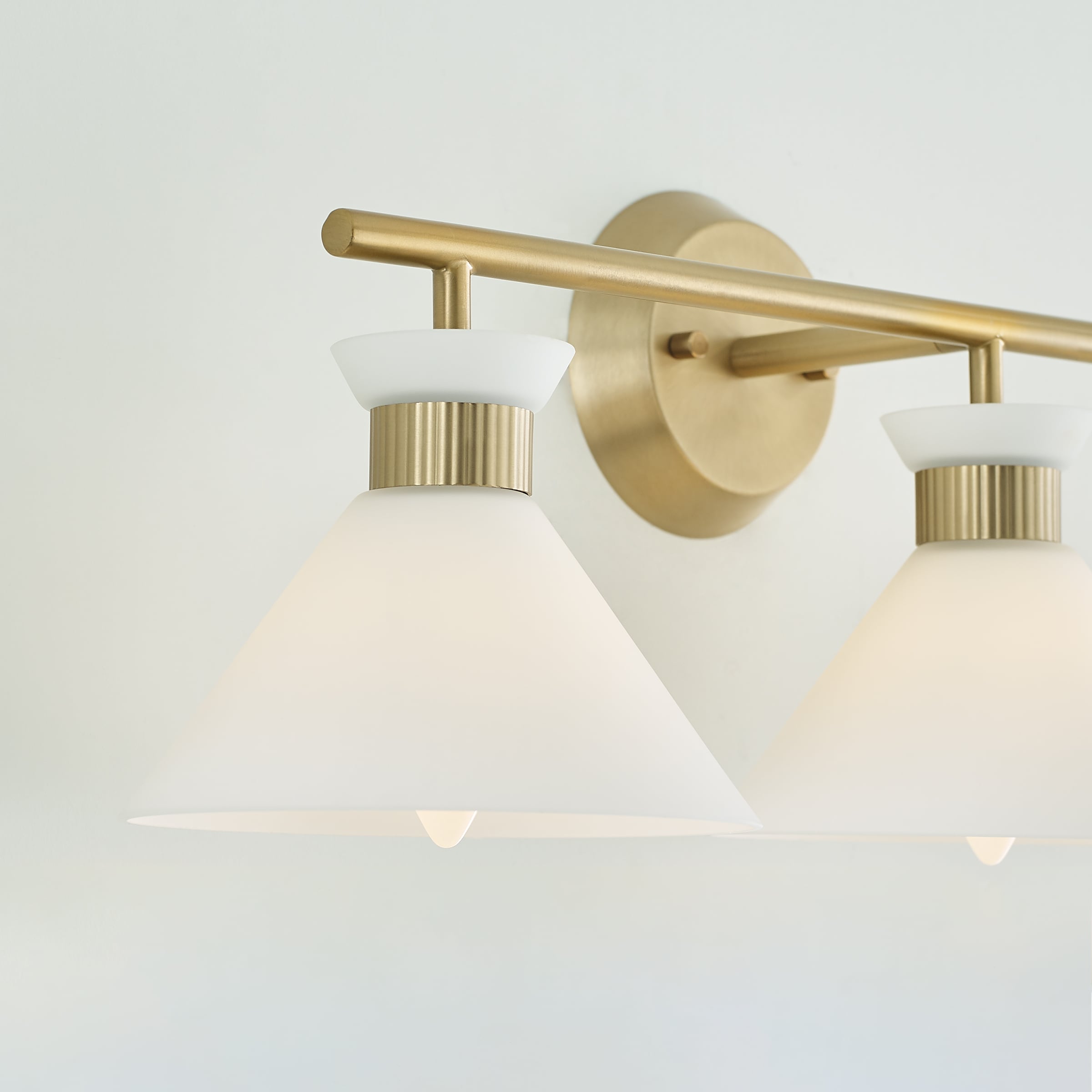 Satin Brass 3-Light Vanity with Etched Glass Shades