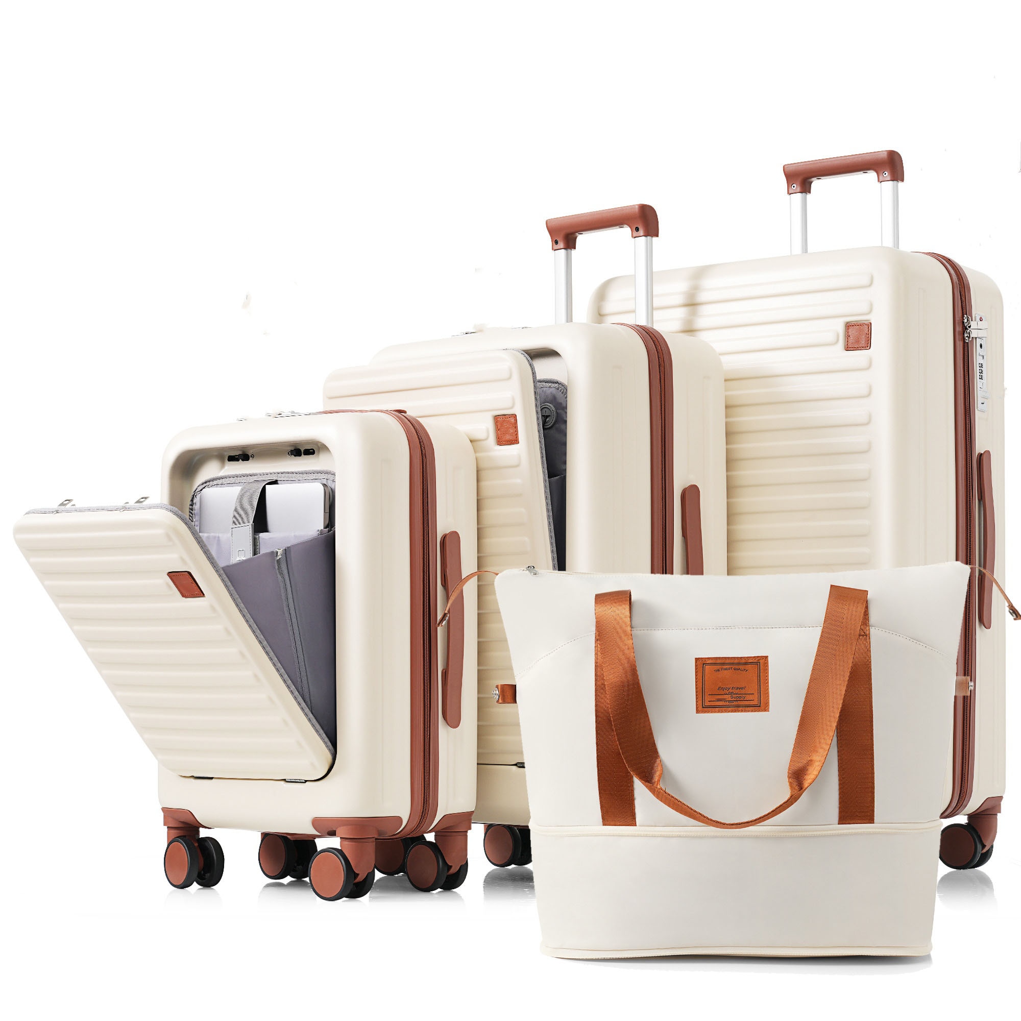 SINOFURN SYD9600008IR 20x12x30 Ivory Plastic Hardshell Suitcase set 4 -Bag