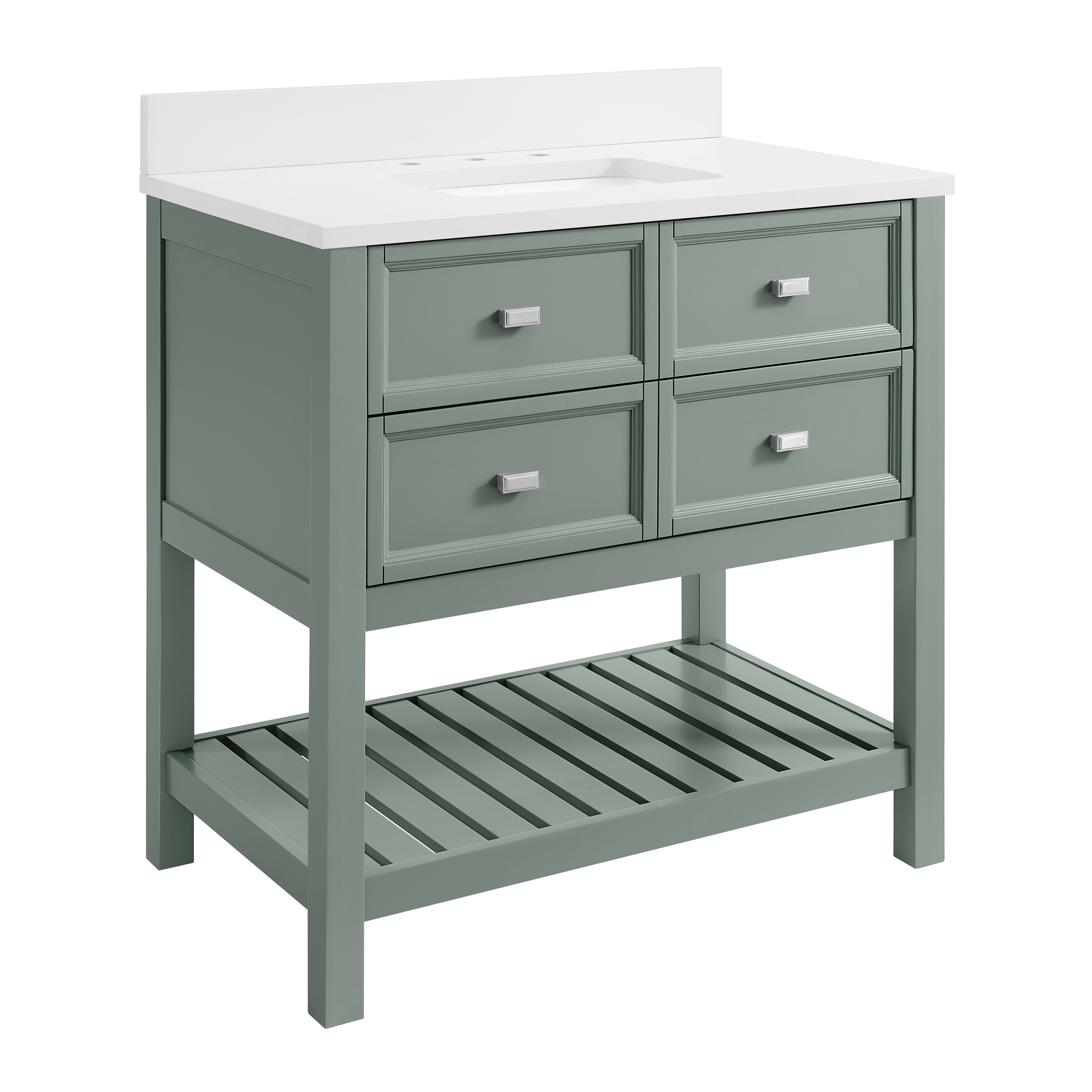 allen + roth Canterbury 36-in Sea Green Undermount Single Sink Bathroom ...