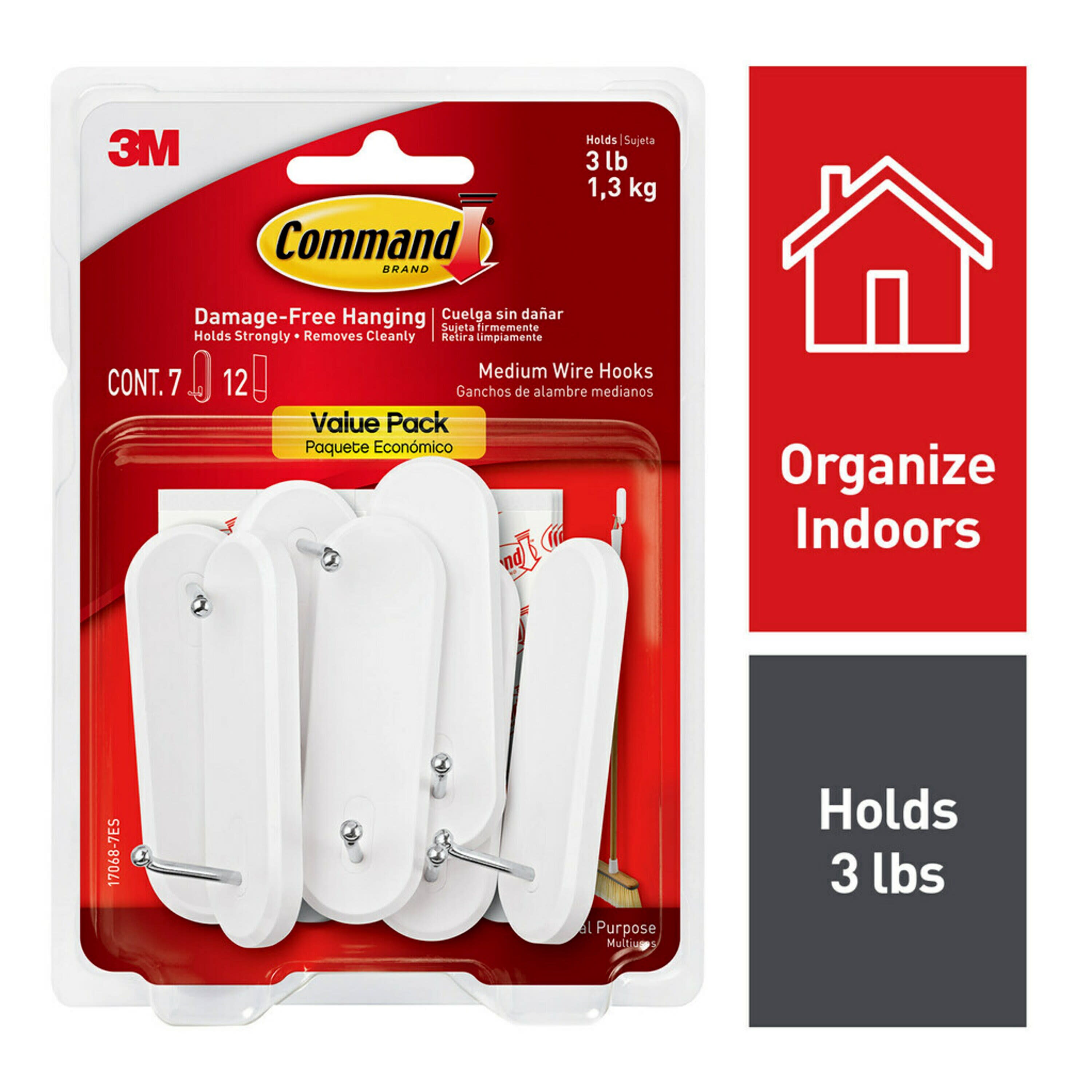 Command Medium 7-Pack White Adhesive Wire Hook (3-lb Capacity)