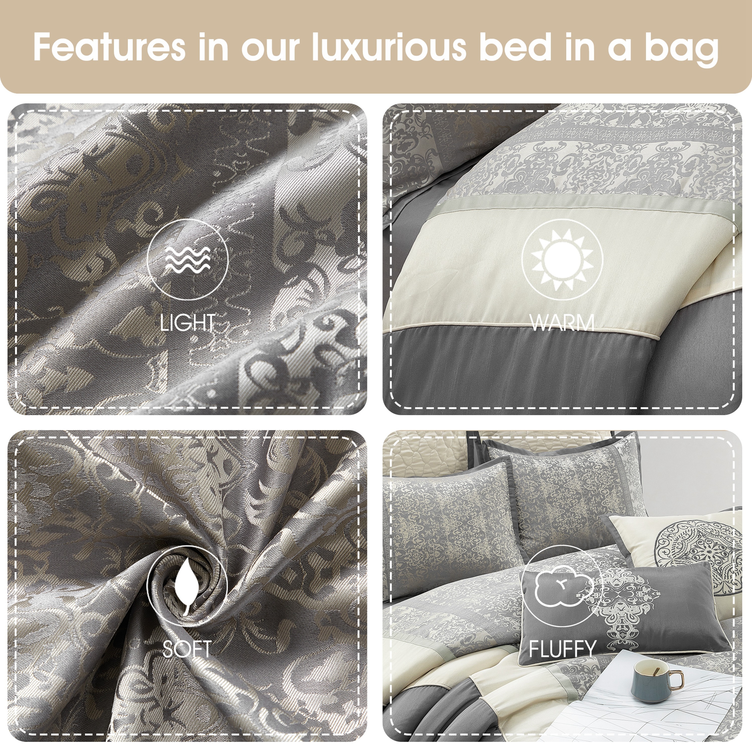 Nanshing ARABESQ8X-CK-GRY bedding - View #6