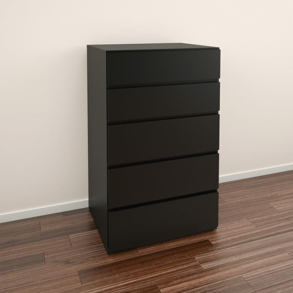 Nexera 221506 Matte Black Lacquer and Black Melamine 5-Drawer Standard Dresser
