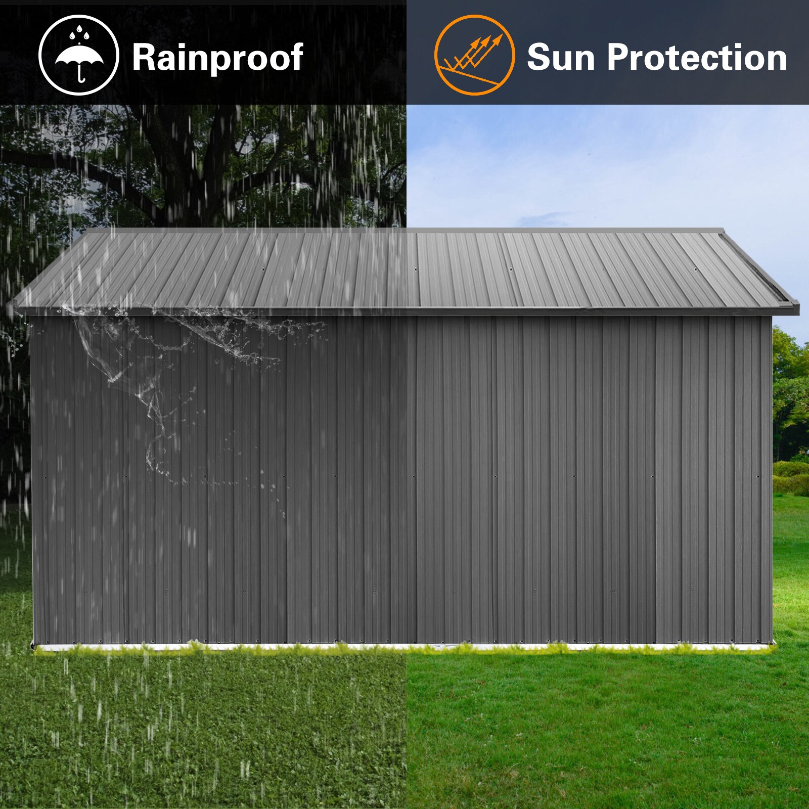 WELLFOR TWSG016-GR Metal-Storage-Buildings-Sheds - View #3