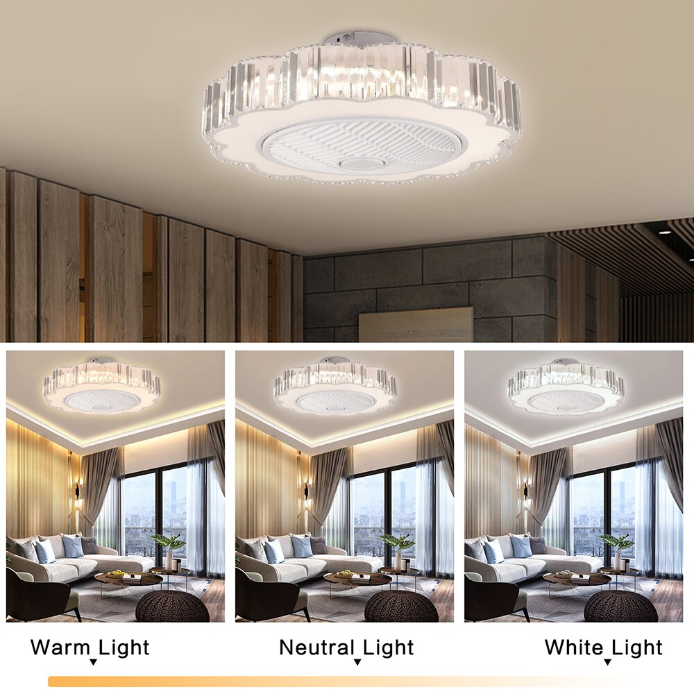 Oukaning 23-in Modern White Crystal Flower Shaped Color-changing LED ...