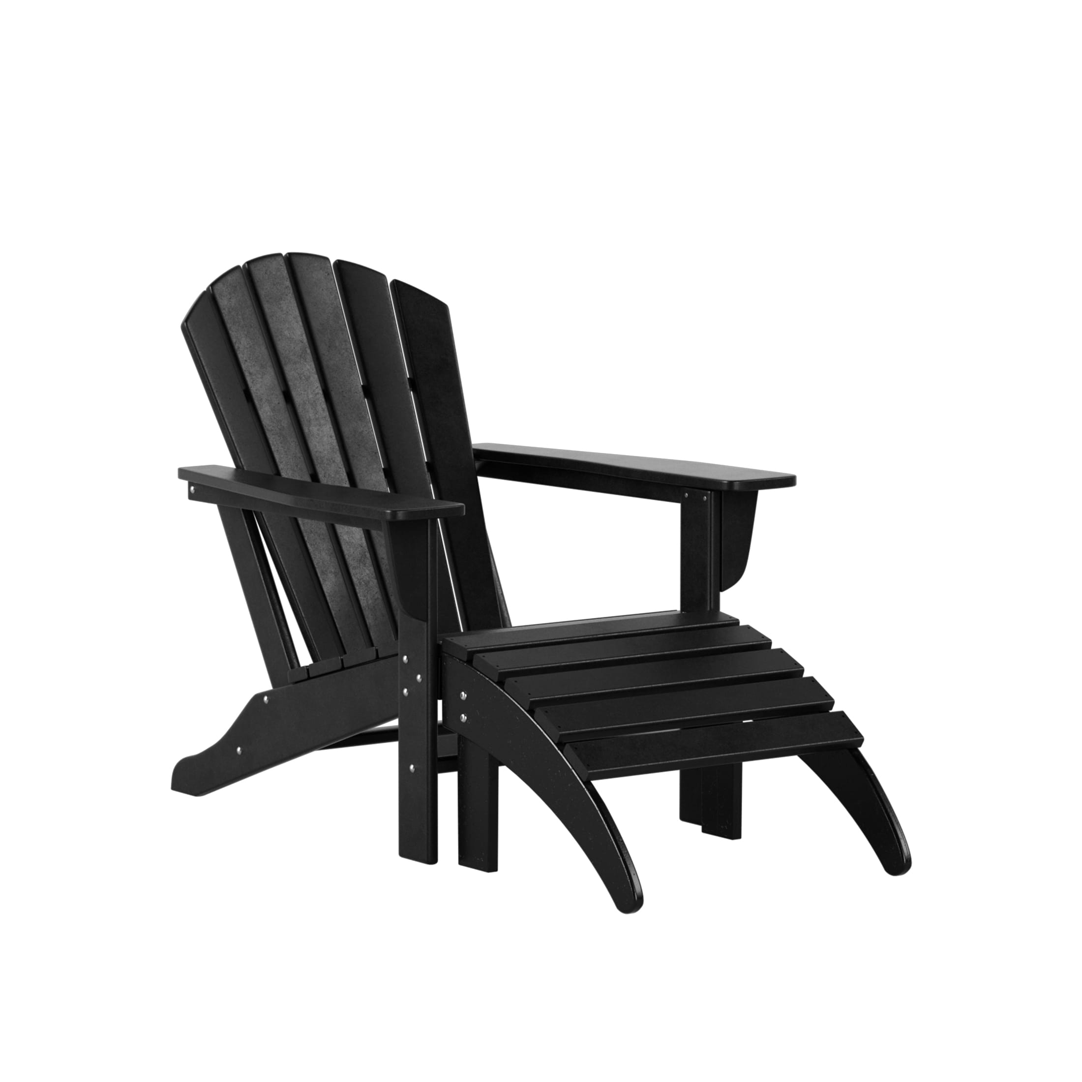 Westin Furniture OP6001-OT-BK Altura Black HDPE Frame Stationary Adirondack Chair with Slat Seat