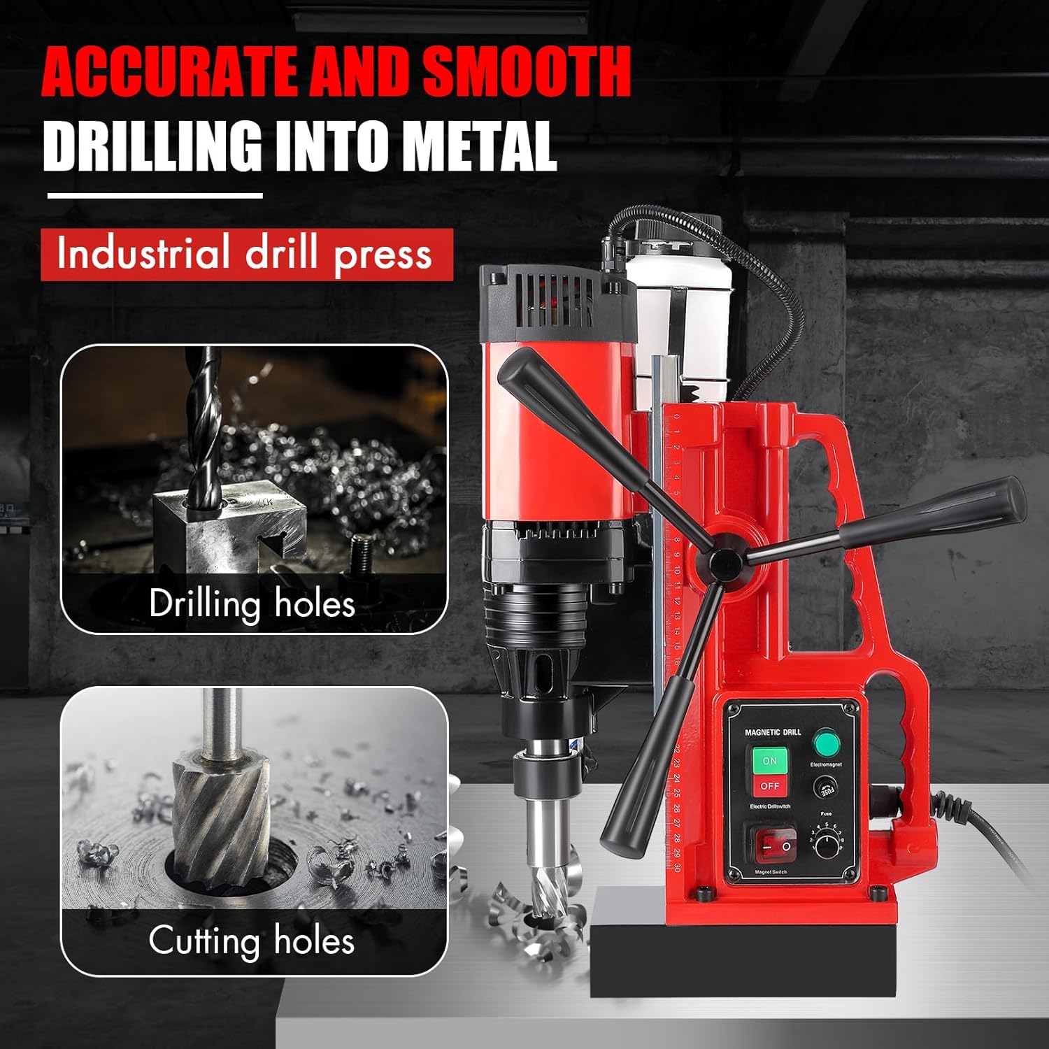 GAOMON 1550V Magnetic Drill- 110V US Plug Single Rail Variable Speed ...