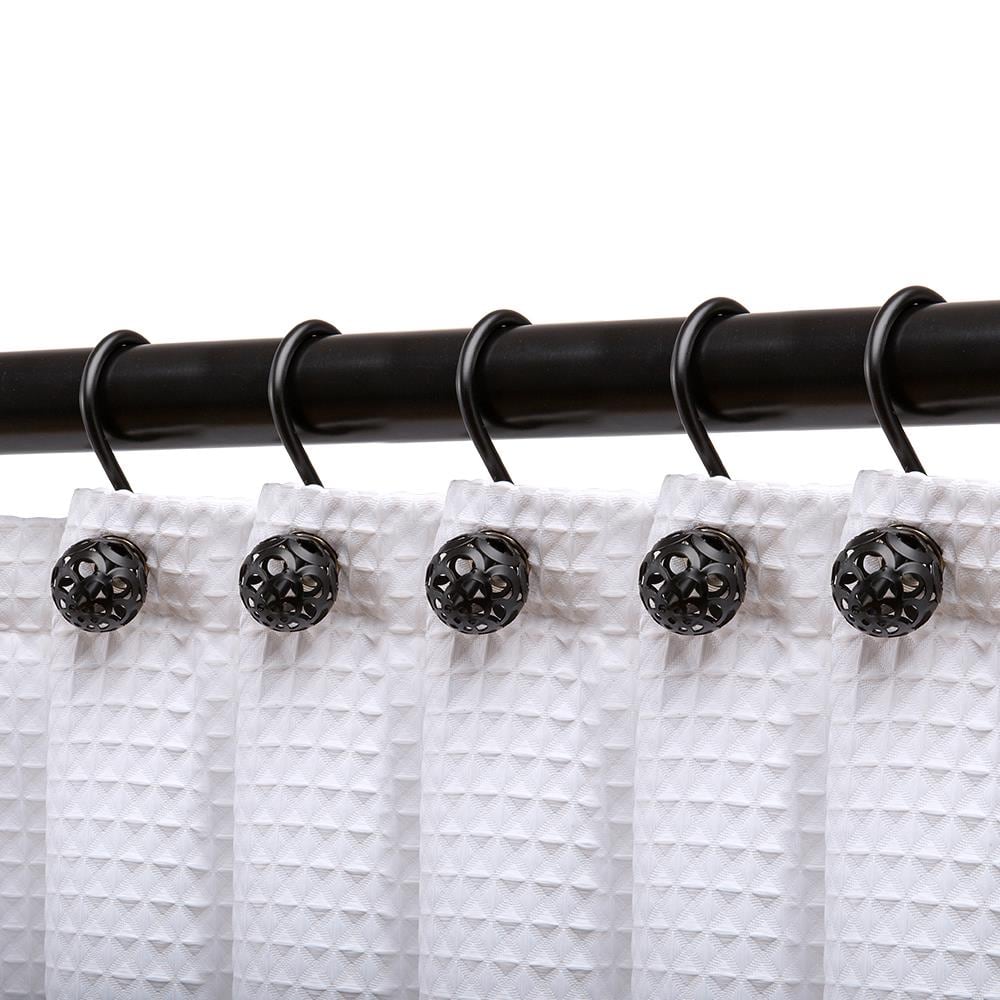 12pcs Black Woven Rope Decorative Shower Curtain Hooks Durable
