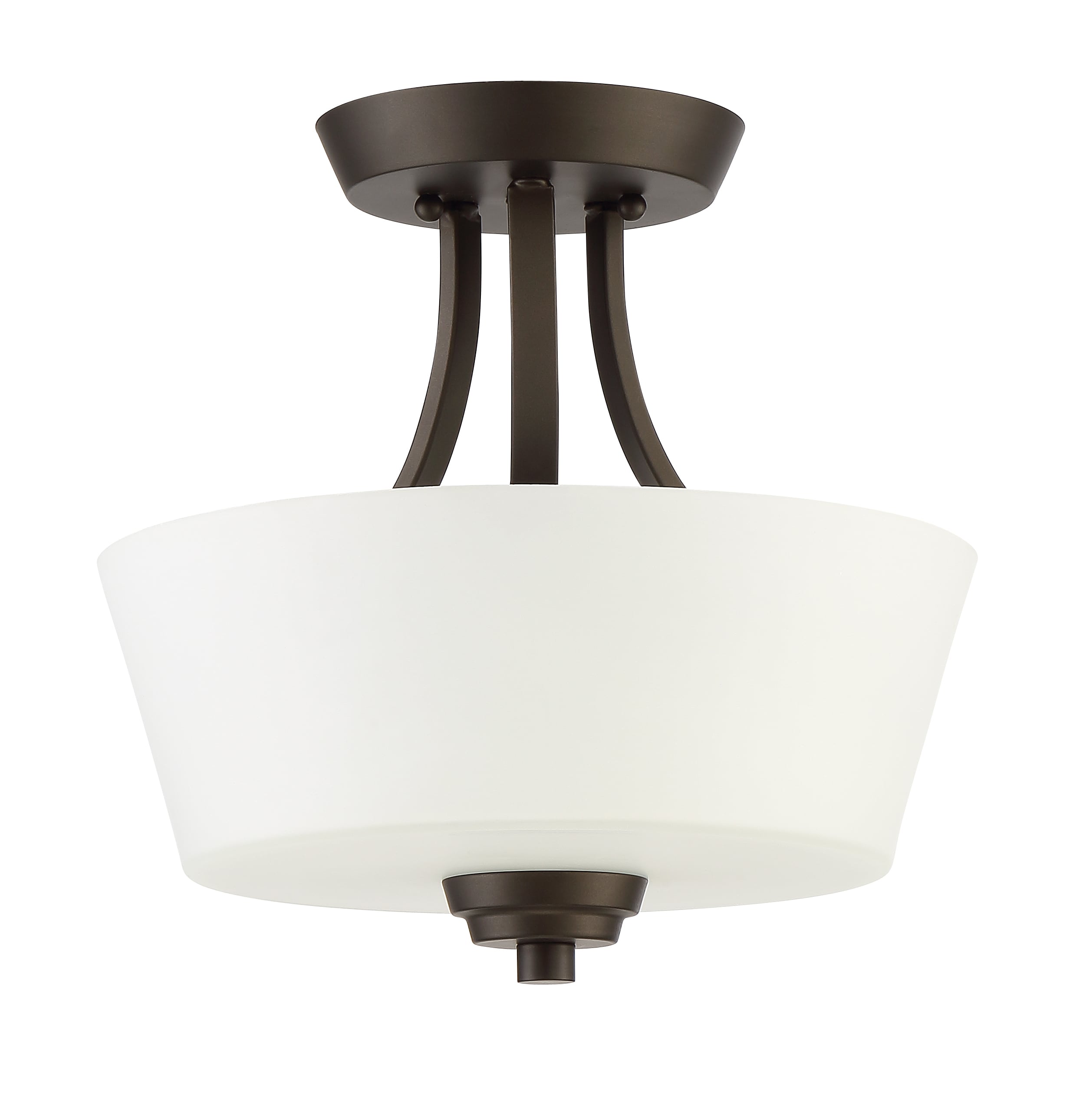 Espresso Brown 13" Drum Shade Ceiling Light with Frosted Glass