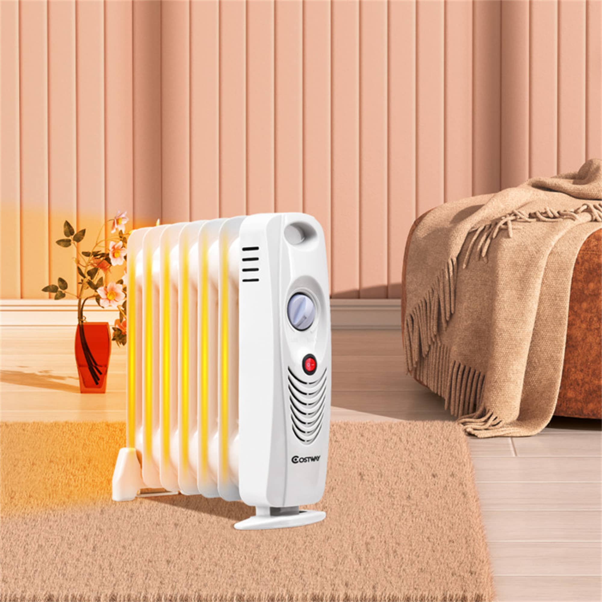 BABOOM 700 W Portable Mini Electric Oil-Filled Radiator Heater #BOM-216US-WH-CO