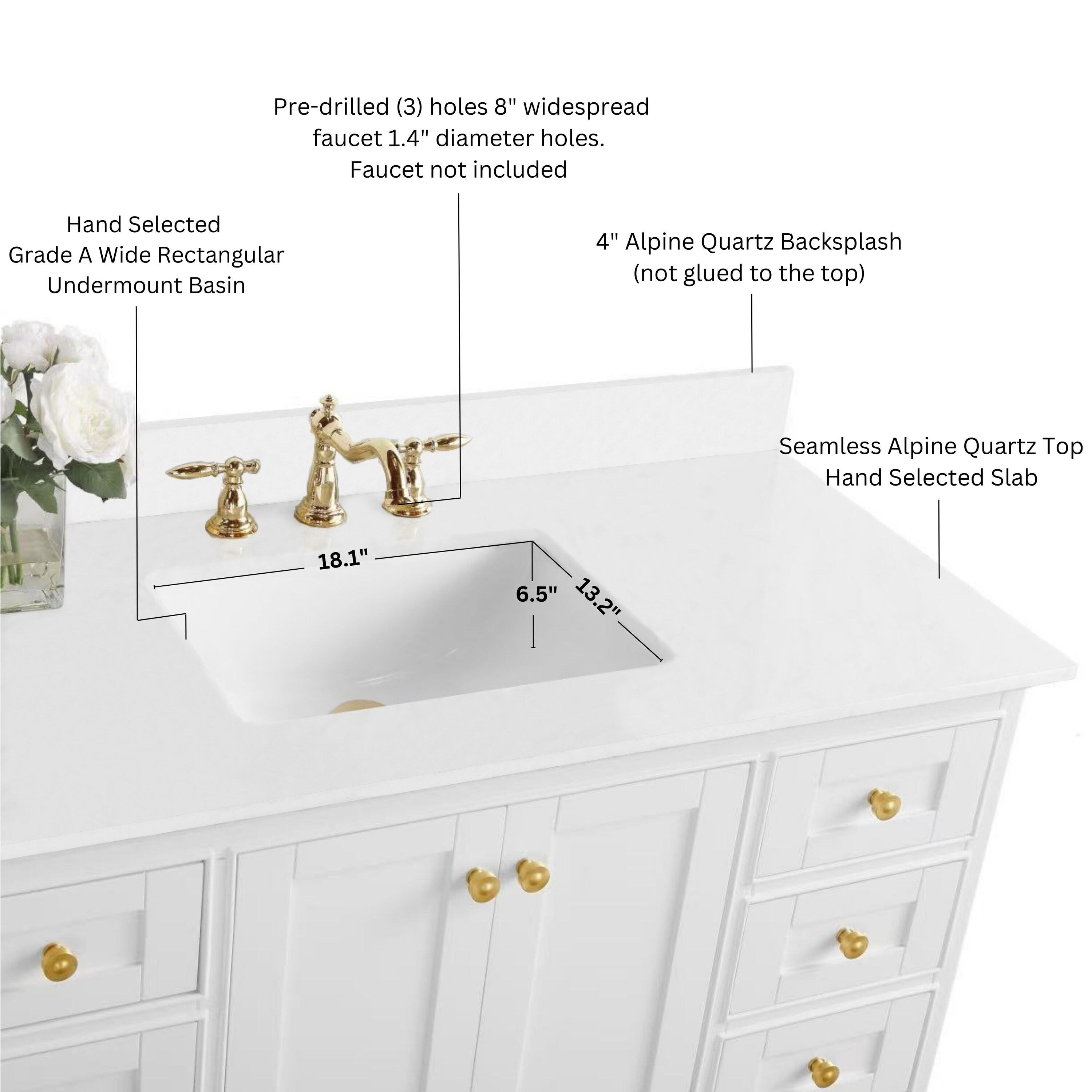 Ancerre Designs VTSAUDREY84-W-QCL-GD Bath-Vanity-Combo - View #4