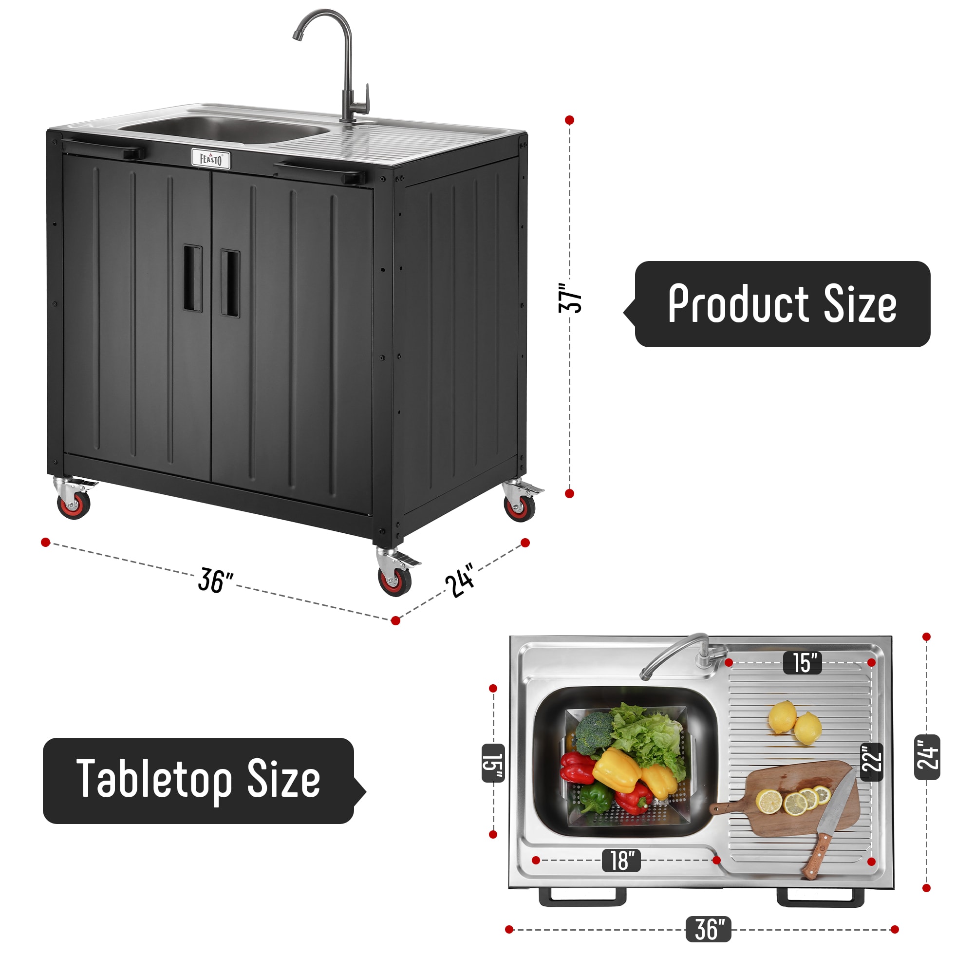 Feasto KT2435D Grill-Carts-Grill-Stands - View #2
