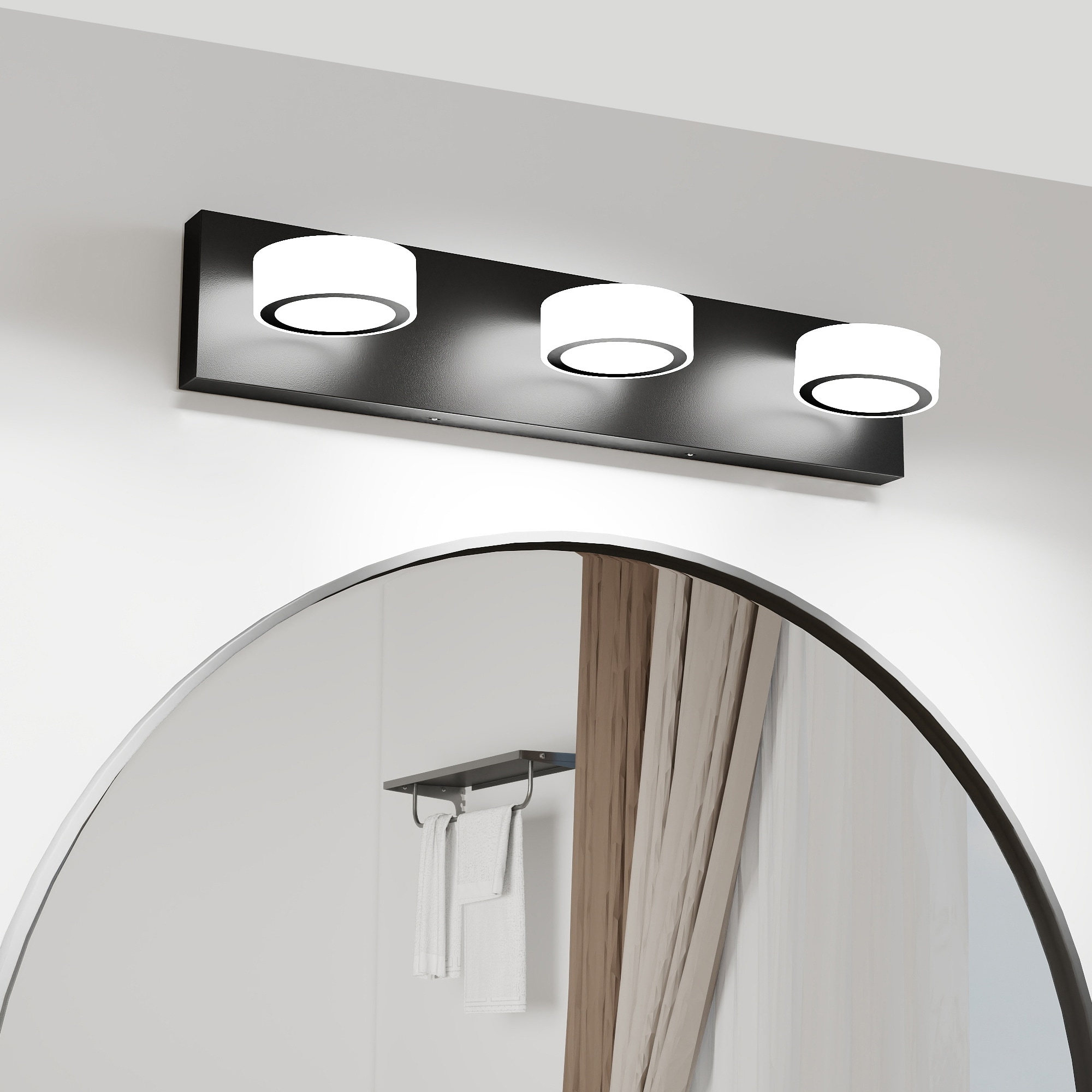 MENCOLULU - Vanity Lights 21.26-in 3 Light Black Integrated LED Transitional Bathroom Vanity light