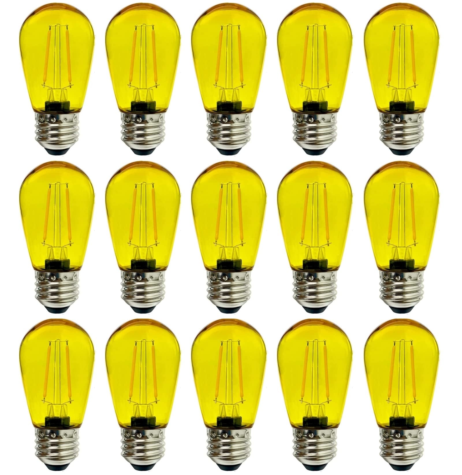 AOIZGMY  15 pack S14 LED yellow bulbs 2W decorative shatterproof waterproof Edison style E26 base for outdoor string lights holiday home decor