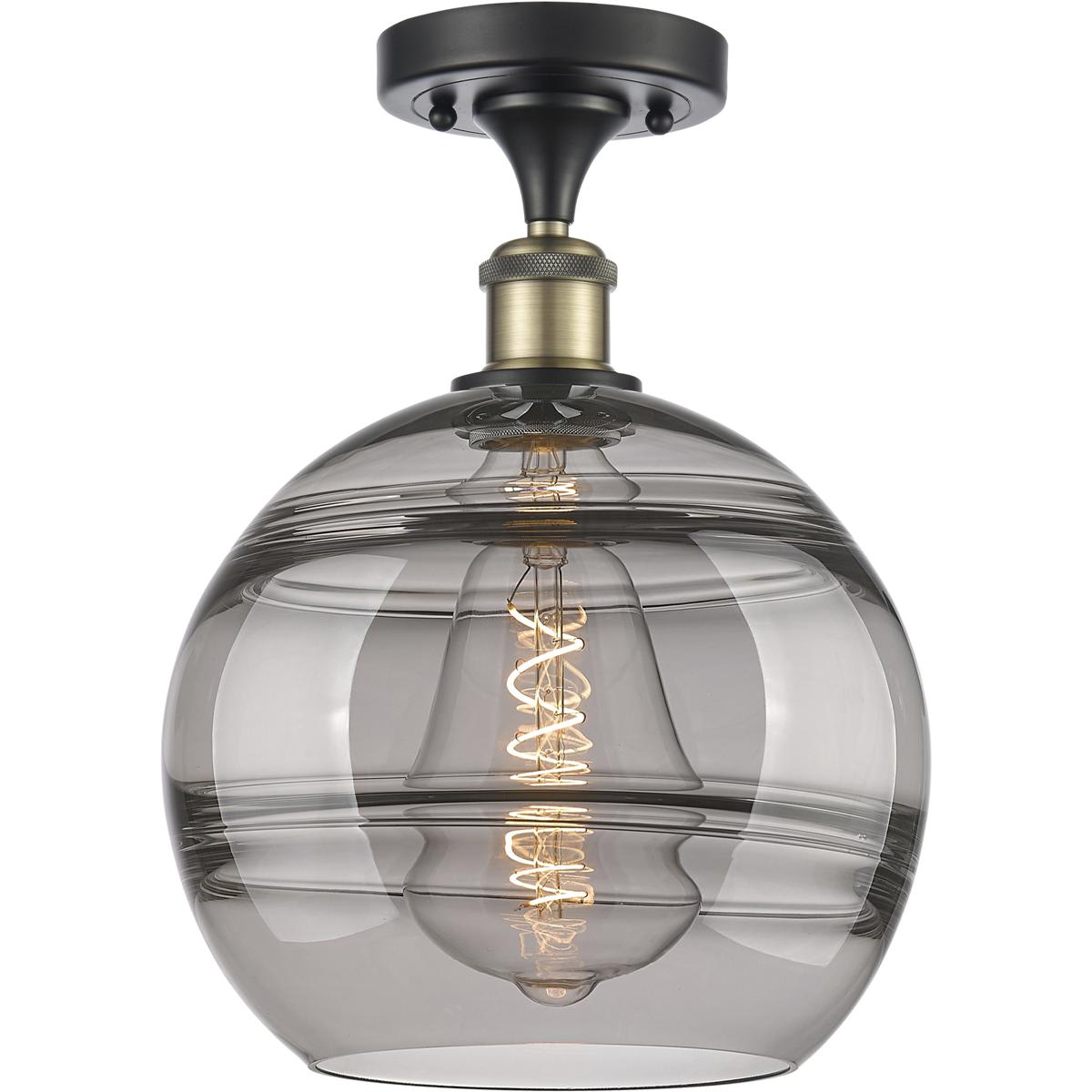 Innovations Lighting -  516-1C-BAB-G556-10SM Ballston Rochester Semi-Flush Mount Black Antique Brass