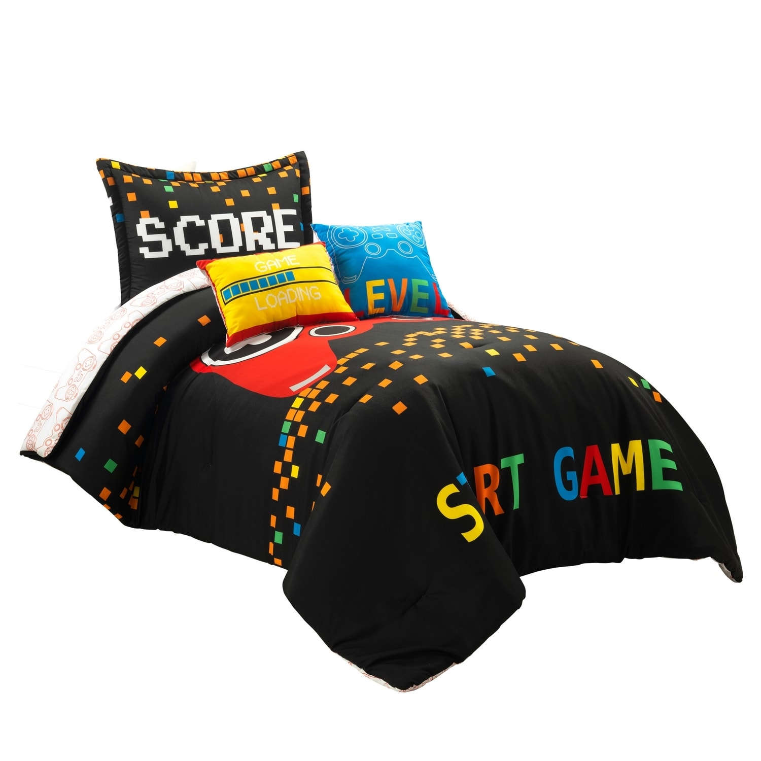Black Reversible Twin Microfiber Kids' Comforter Set