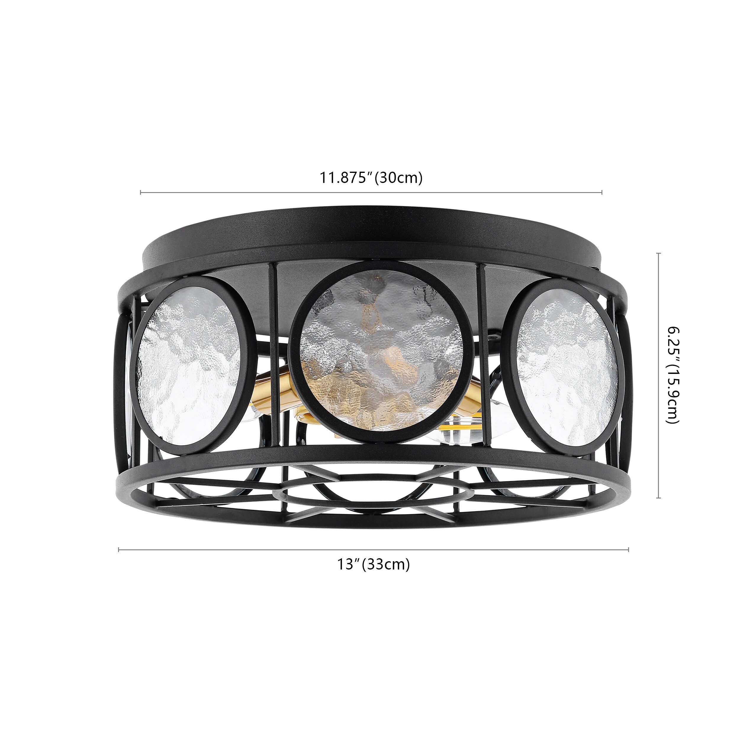 Victorian Inspired 13" Black Glass LED Flush Mount Light