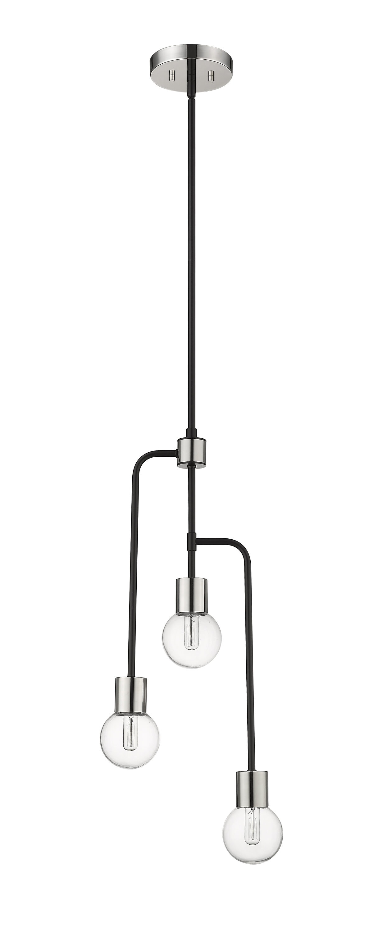 Neutra 3-Light Matte Black and Polished Nickel Globe Chandelier