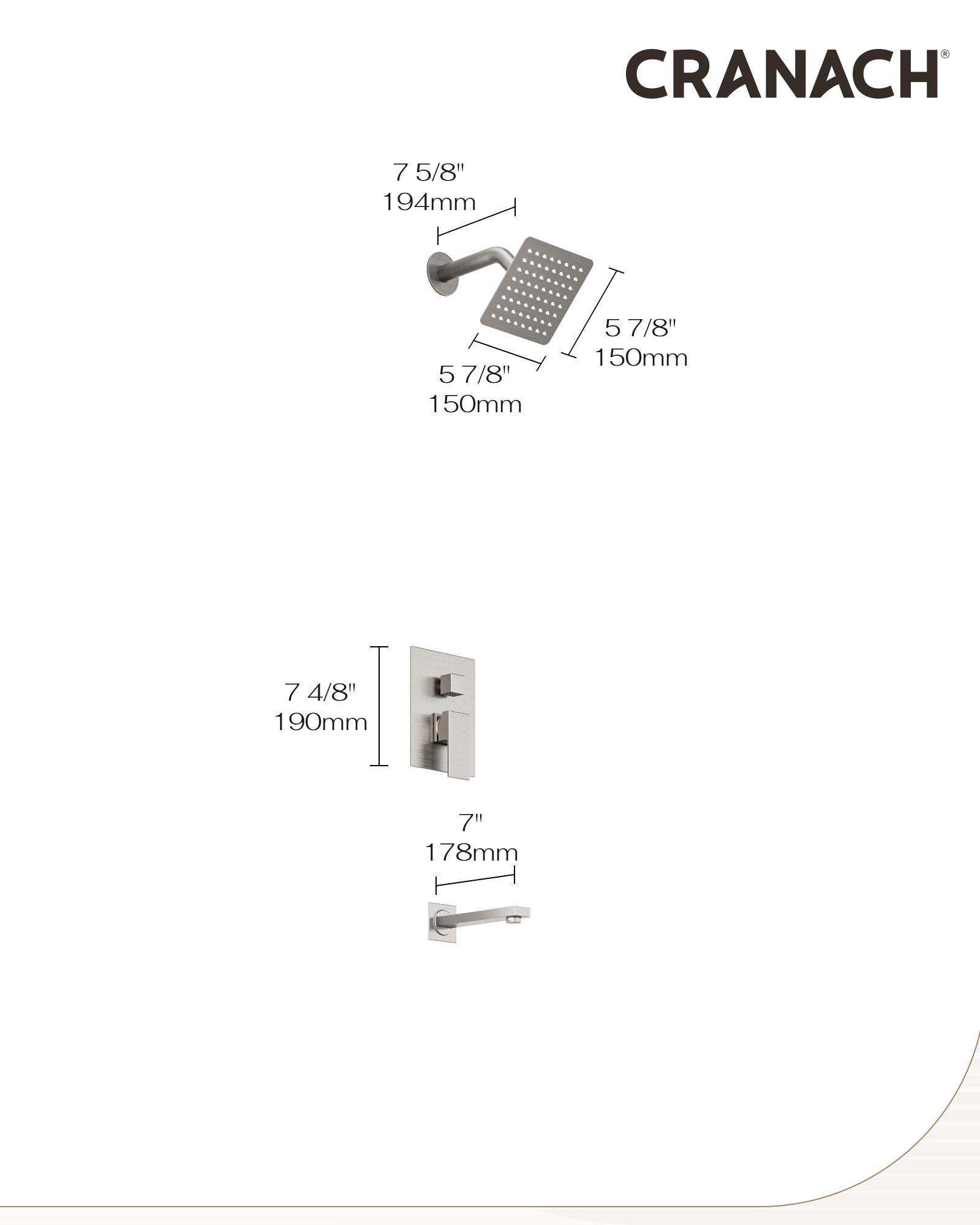 CRANACH C03.CR01.BN Showerhead-Bar-Panels - View #12