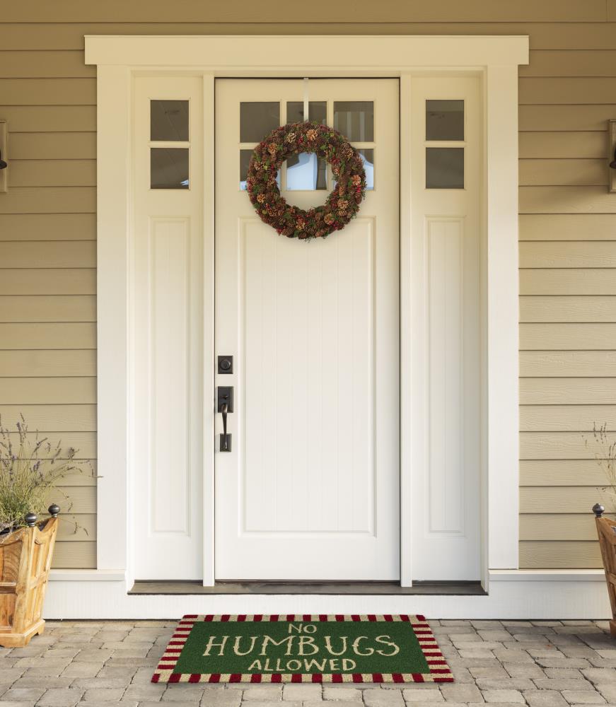 No Humbugs Green and Red Coir Christmas Doormat