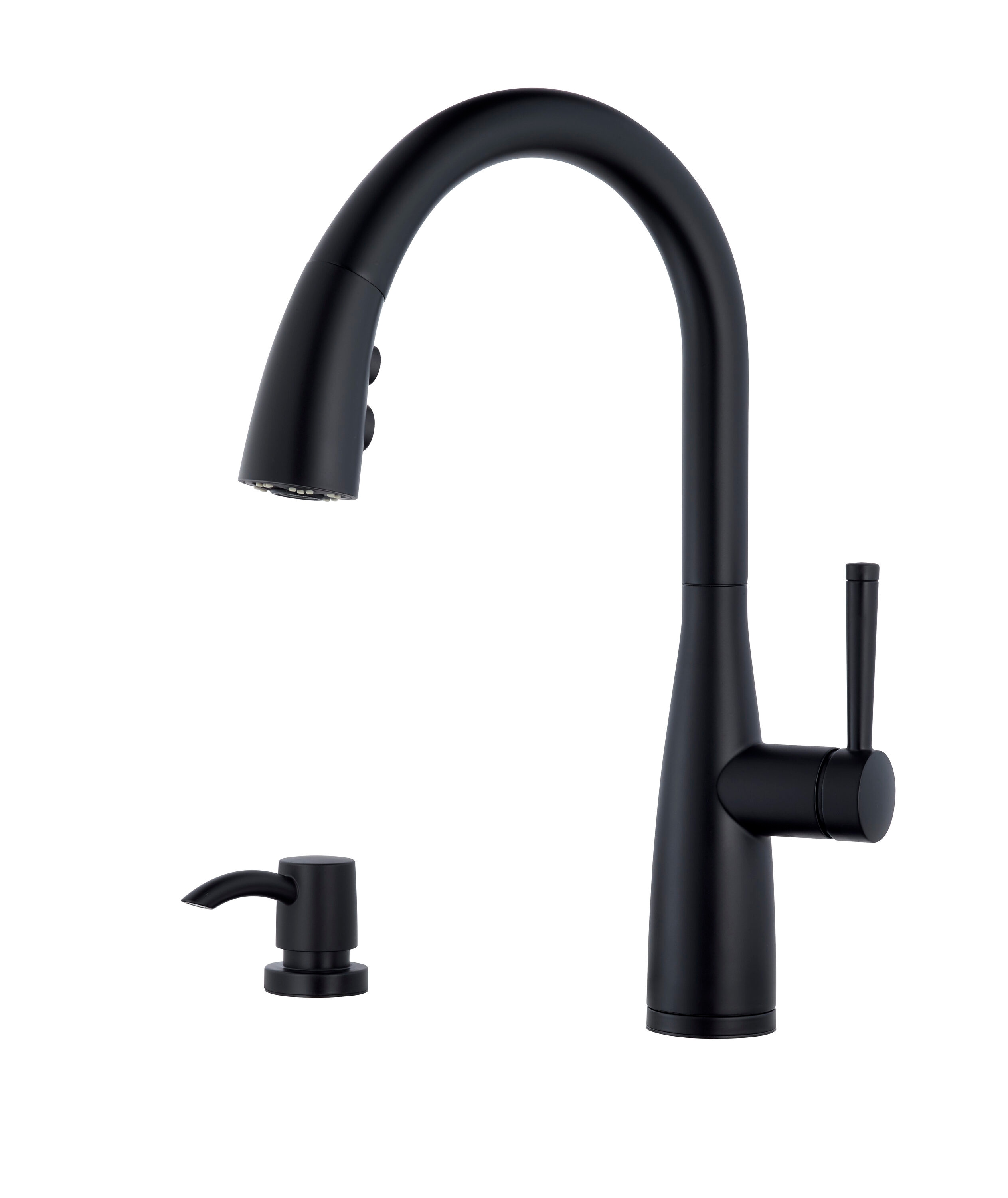 Pfister Raya Black Double Handle High-arc Kitchen Faucet with Sprayer (Deck  Plate and Soap Dispenser Included)