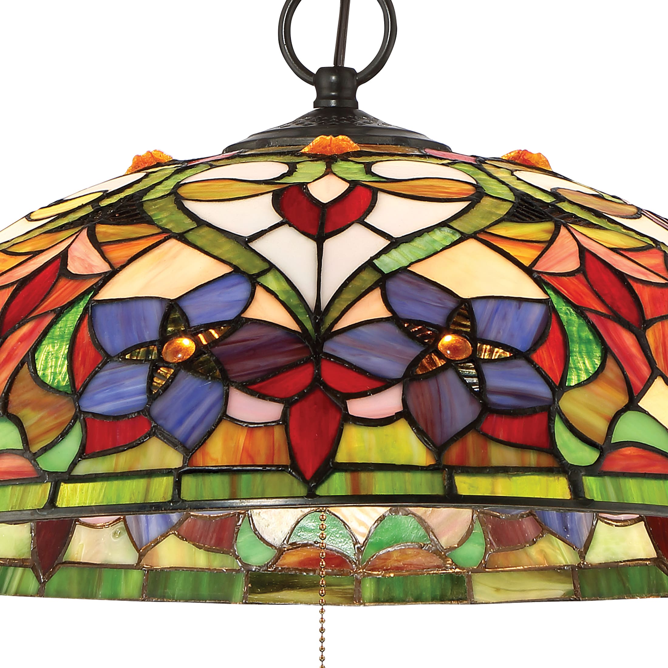 Quoizel Violets 3-light Vintage Bronze Traditional Stained Glass Dome 