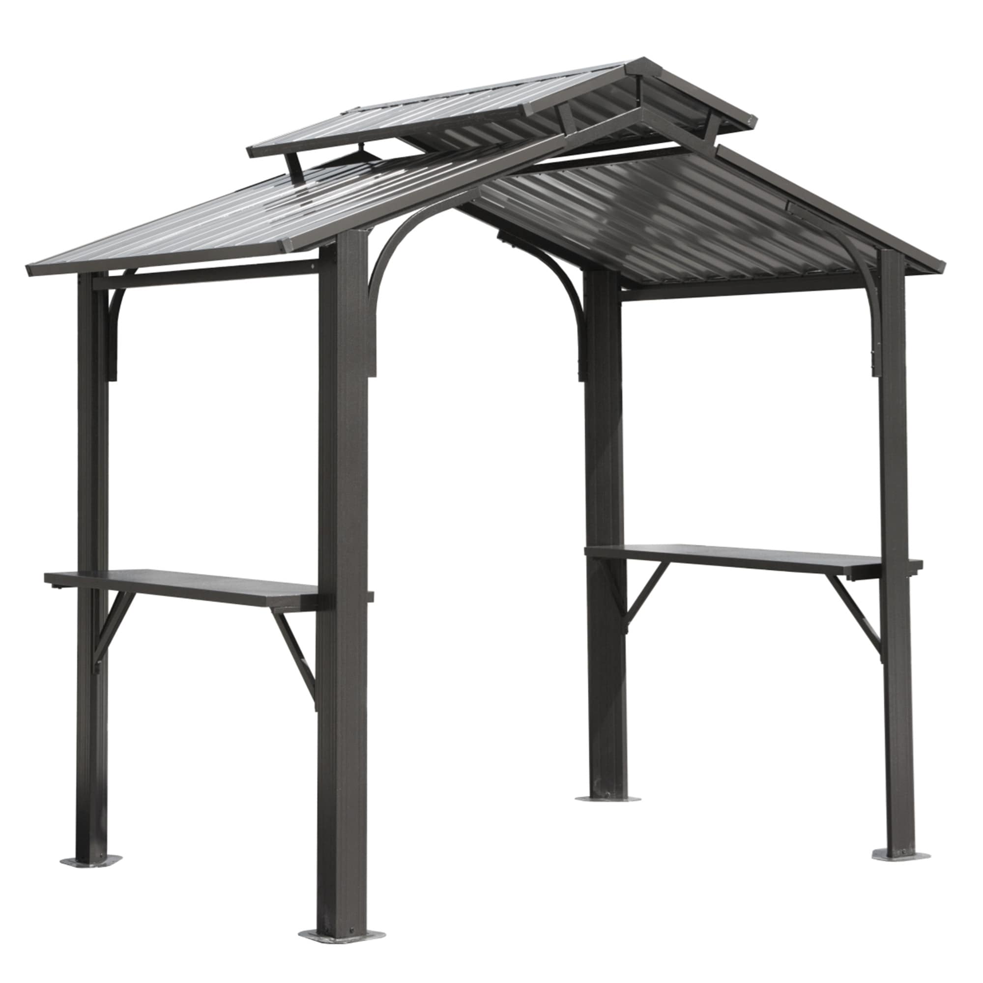 ToolCat BZ2-24-PW 8-ft x 5-ft Grey Grill Gazebo with Hardtop Roof