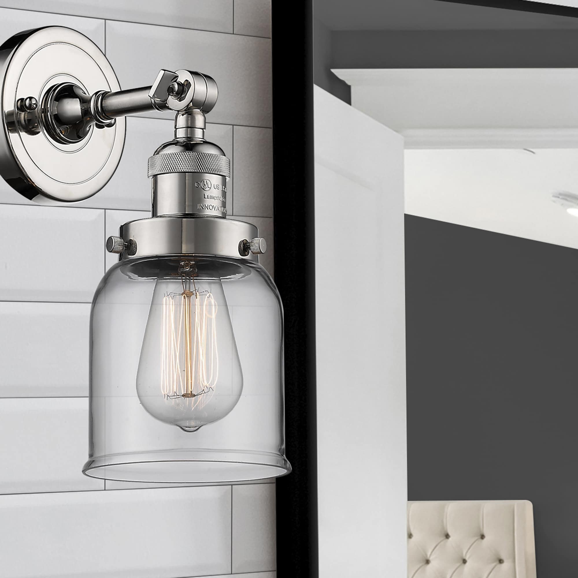 Innovations Lighting 203-PN-G52 Bell 5-in W 1 -Light Polished Nickel Industrial Wall Sconce