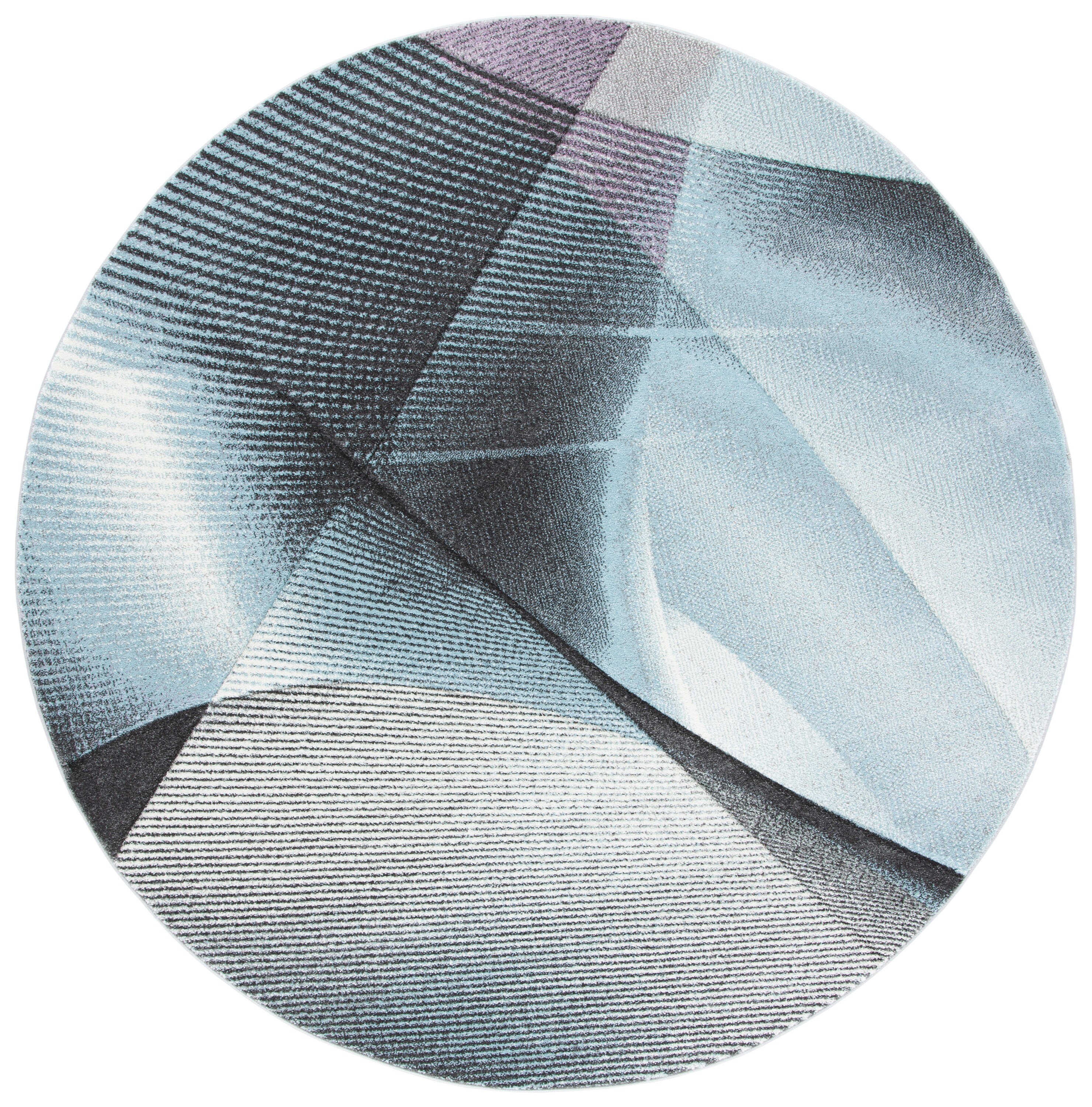 Safavieh HLW715F-7R Hollywood Skota 7 x 7 (ft) Loomed Polypropylene Gray/Light Blue Round Indoor Abstract Mid-Century Modern Area rug