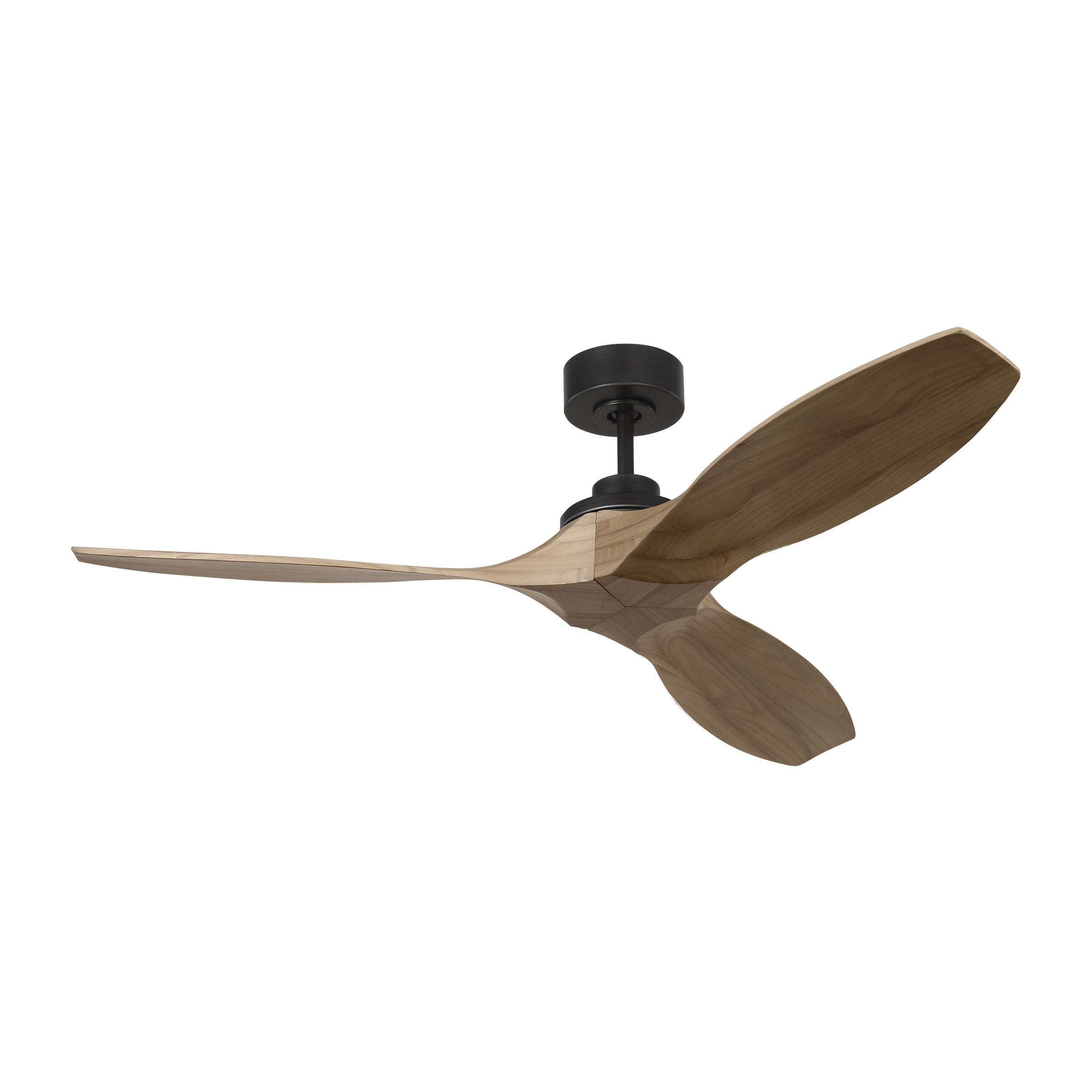 Generation Lighting 3CLNSM52MBKNH Collins 52-in Outdoor Smart Midnight Black with Natural Honey Blades Ceiling Fan Without Light - Remote Included ( 3 -Blade )