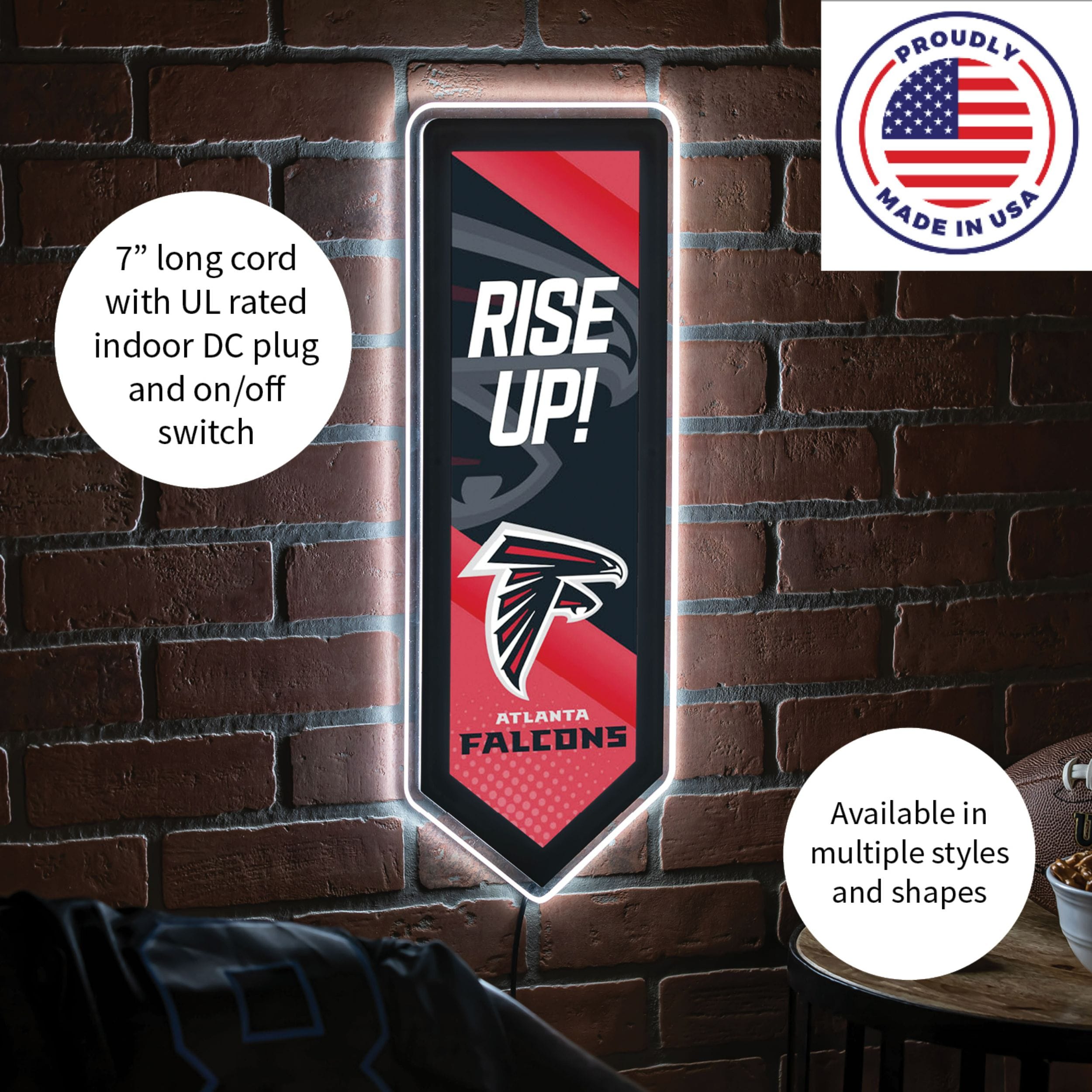 Evergreen Atlanta Falcons NFL Football Pennant Glazelite LED Decor ...