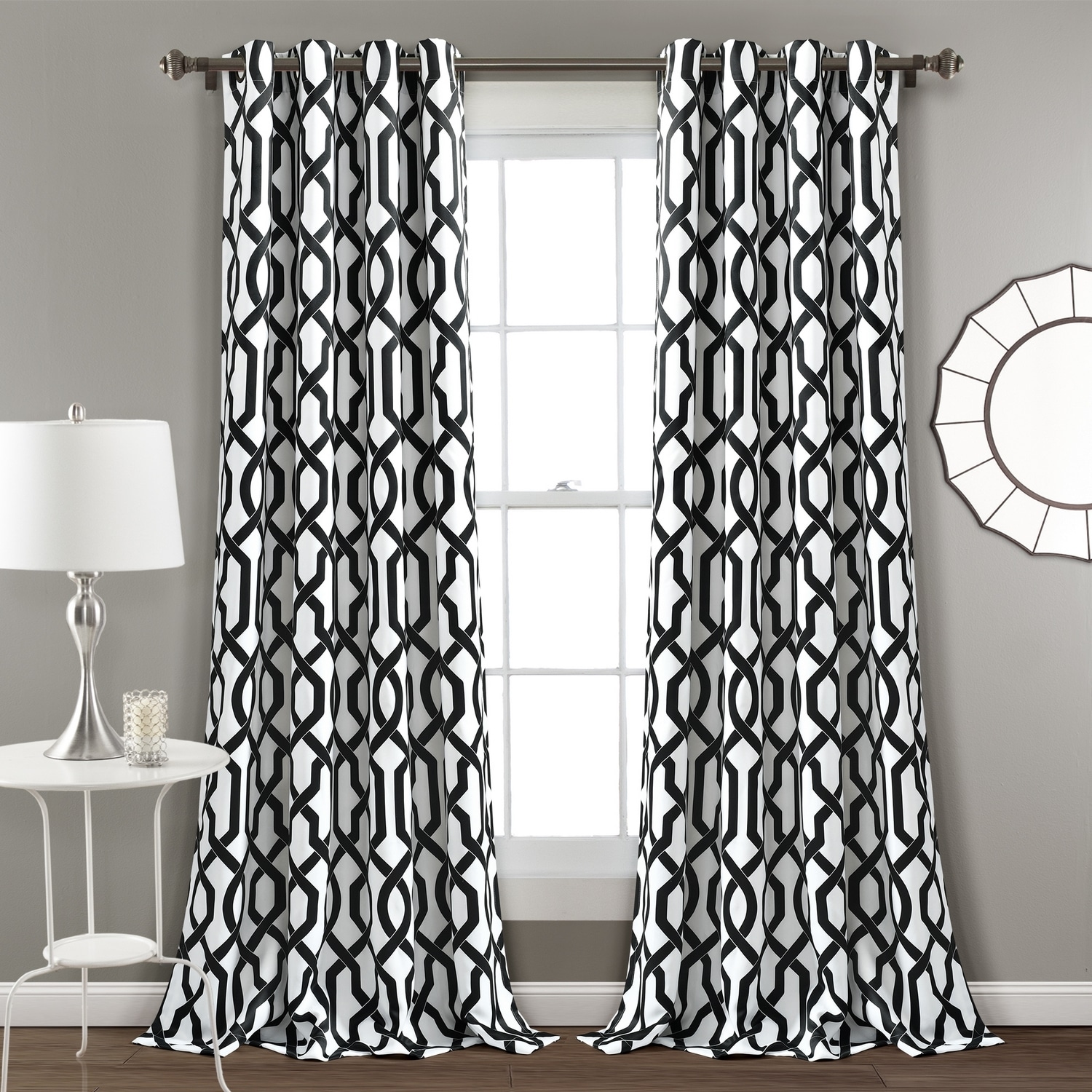 Lush Decor 16T004589 95-Inches White Trellis Light filtering Grommet Curtain panel pair