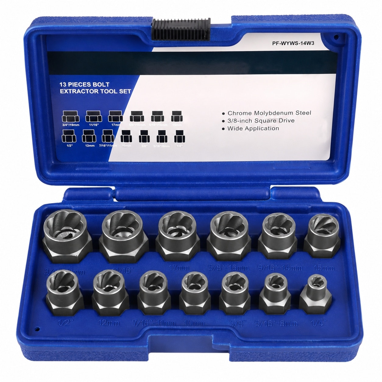 Aoibox  13 Piece Impact Bolt and Nut Remover Set with 3 8 Inch Drive and Storage Case for Home Use