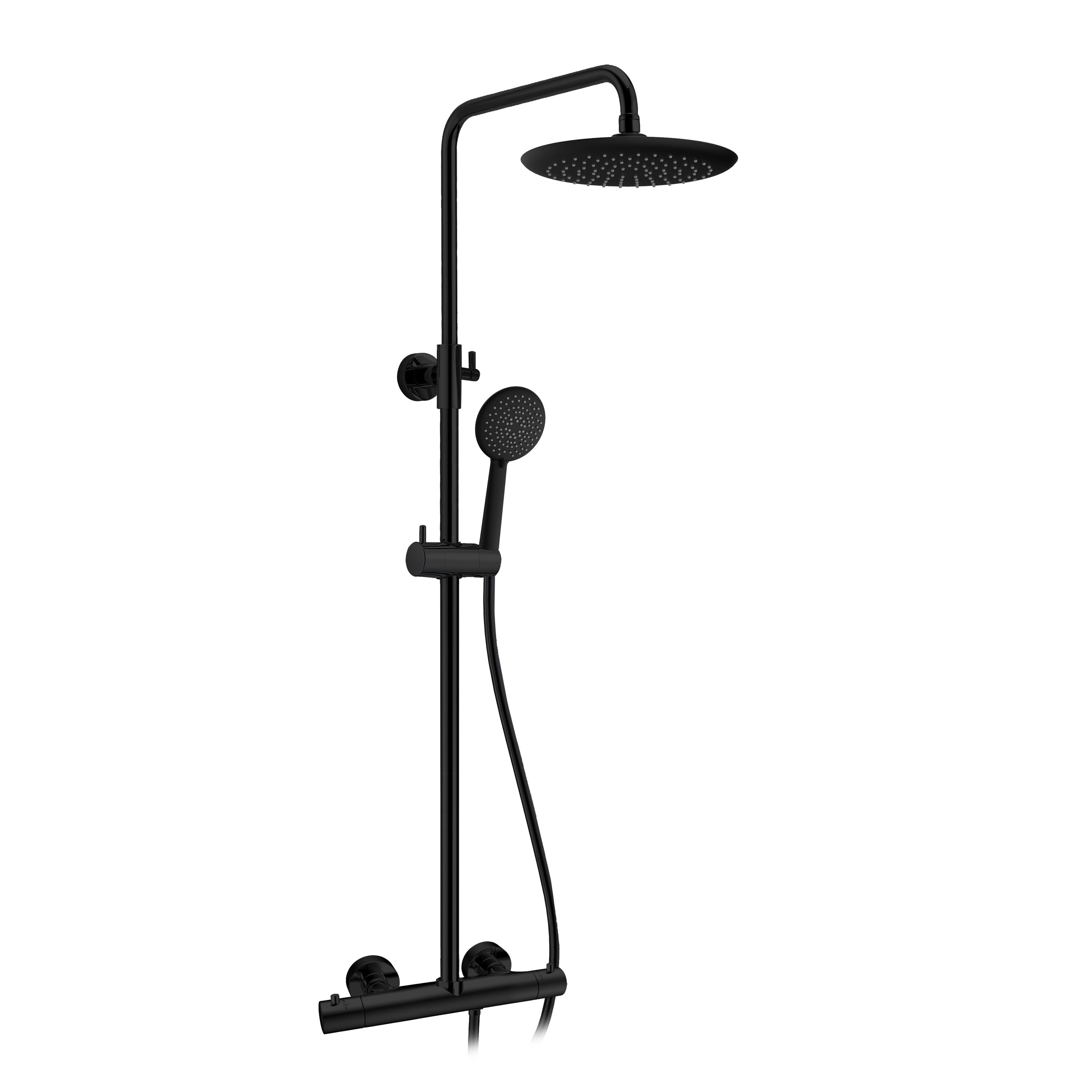 ANZZI SH-AZ101MB Downpour Black Dual Head Shower Faucet Bar System with 2-way Diverter ( Thermostatic Valve Included )