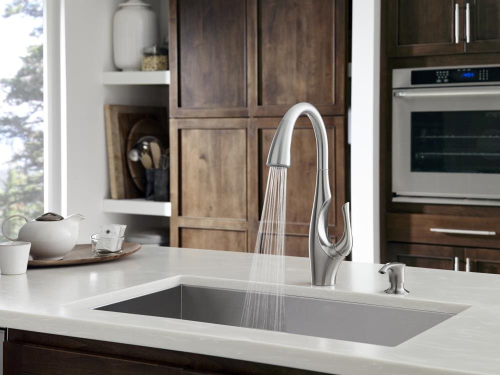 Indira Stainless Steel Pull-Down Kitchen Faucet with Soap Dispenser