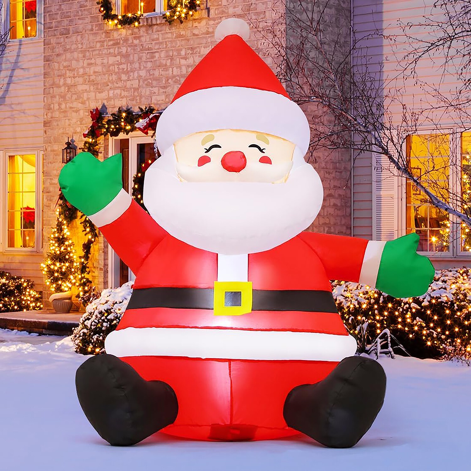 GOOSH 5 FT Inflatable Santa Claus with LEDs and Storage Bag