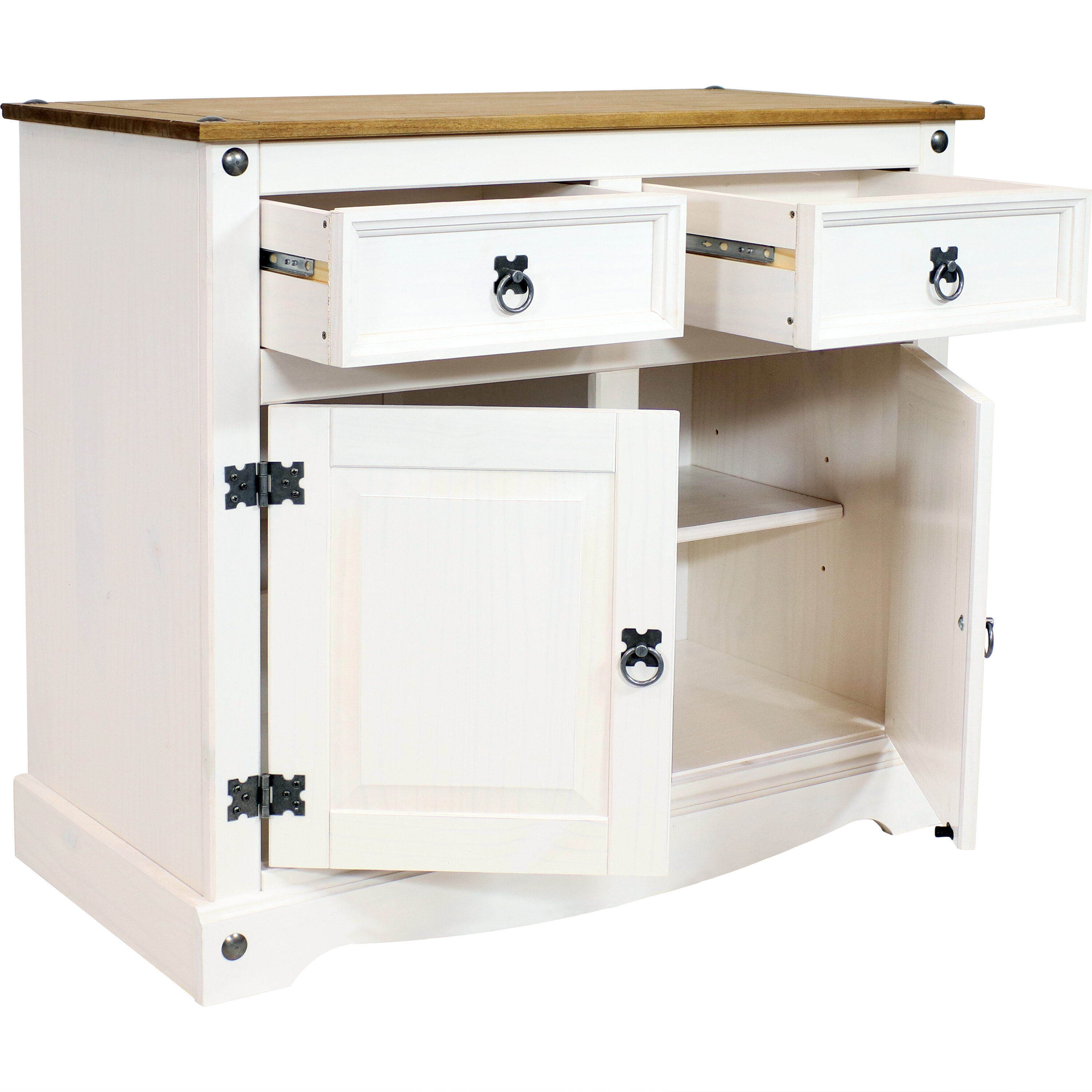 Sunnydaze White Pine Sideboard Cabinet with 2 Drawers and 2 Doors
